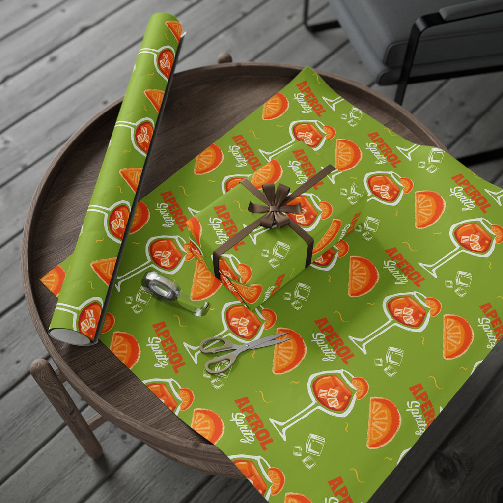 Aperol Spritz Peel Wrapping Paper Roll — Green Spritz Collection Inspired Design