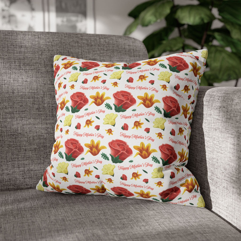 Gift for Mom Floral Throw Pillow Cover – Mother’s Day Botanical Cushion | Spring Home Decor