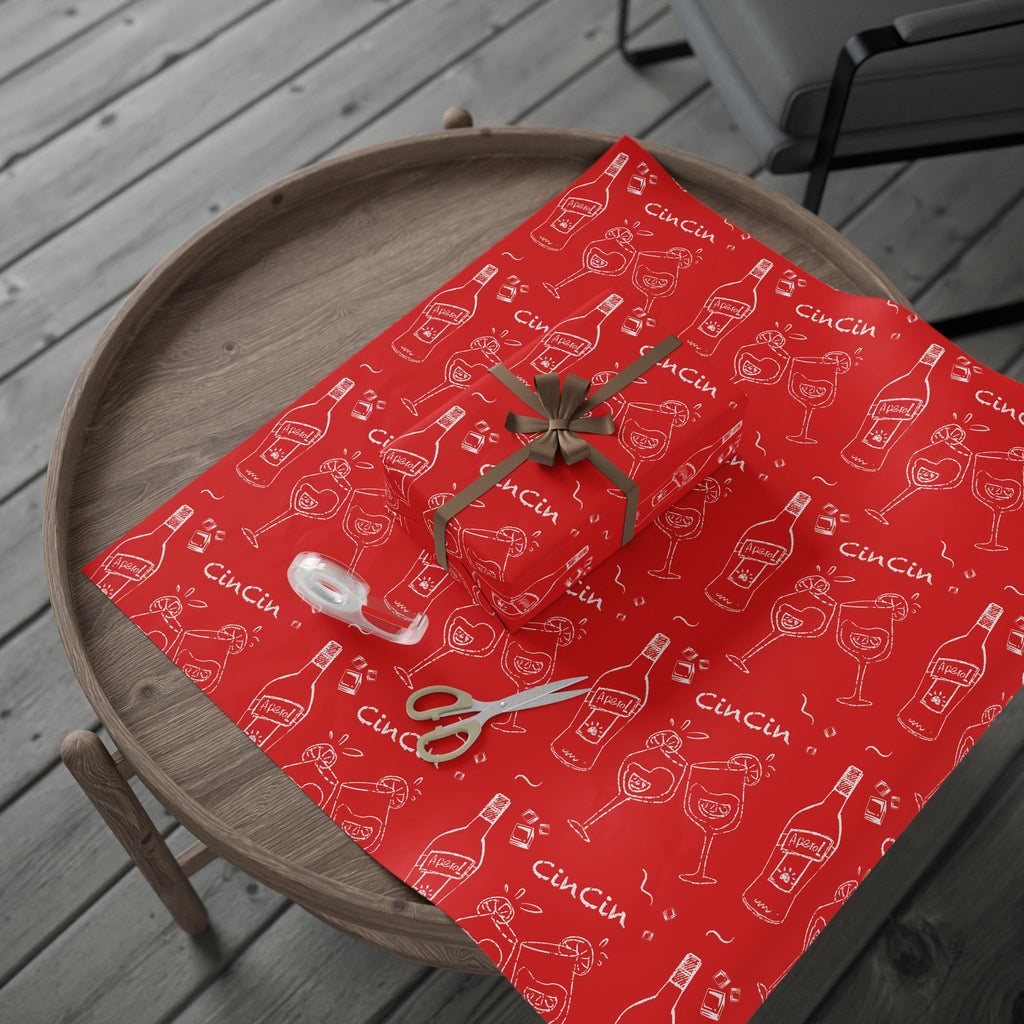Cin Cin Peel Wrapping Paper Roll — Red Cin Cin Collection Inspired Design
