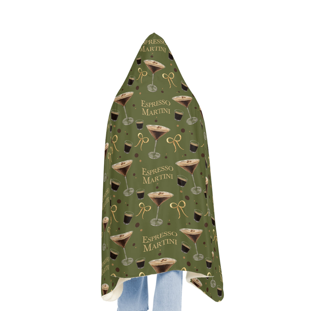 Espresso Martini Hooded Throw Blanket — Olive Green Espresso Collection Inspired Design