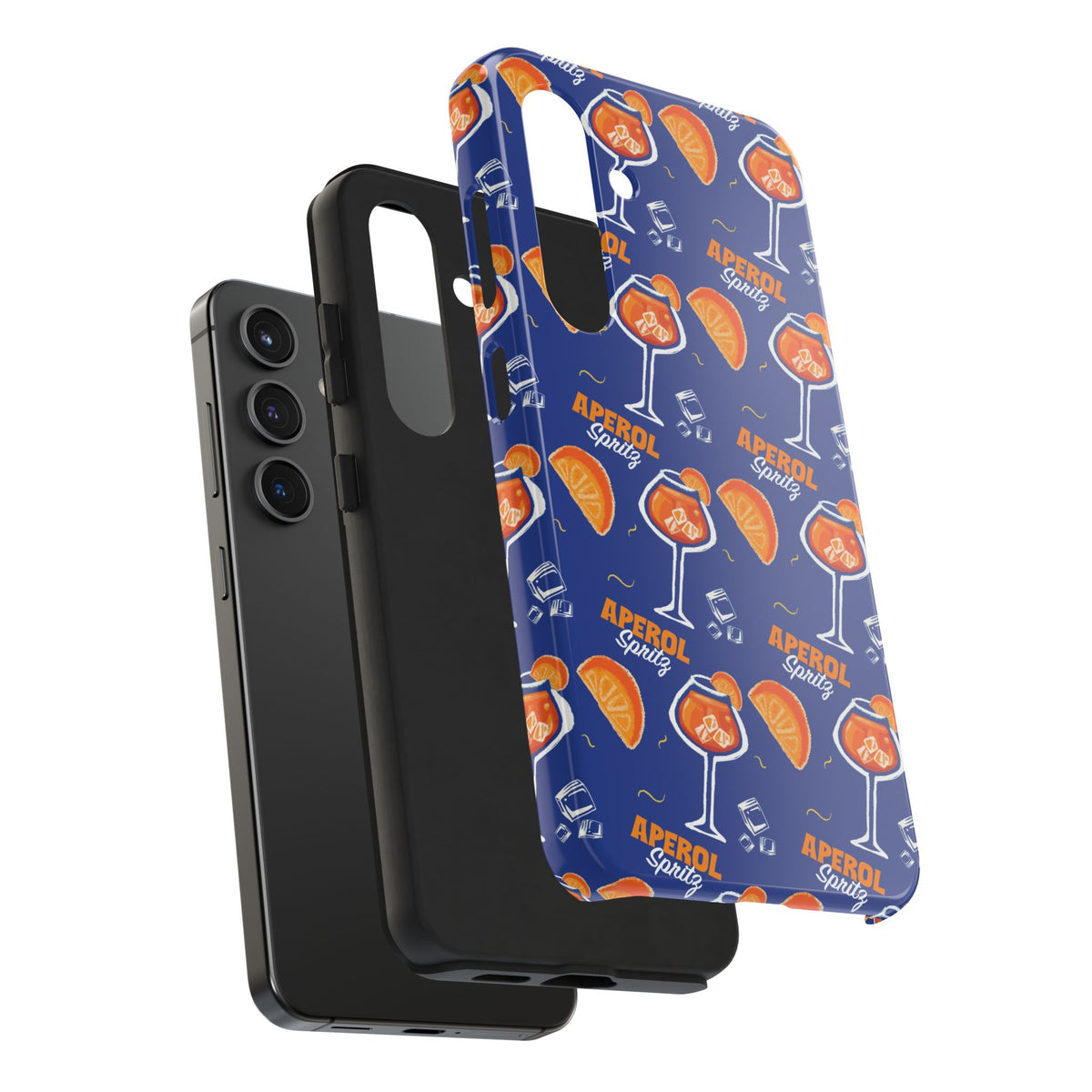 Aperol Spritz Tough Phone Case — Blue Cocktail Pattern Protective Cover
