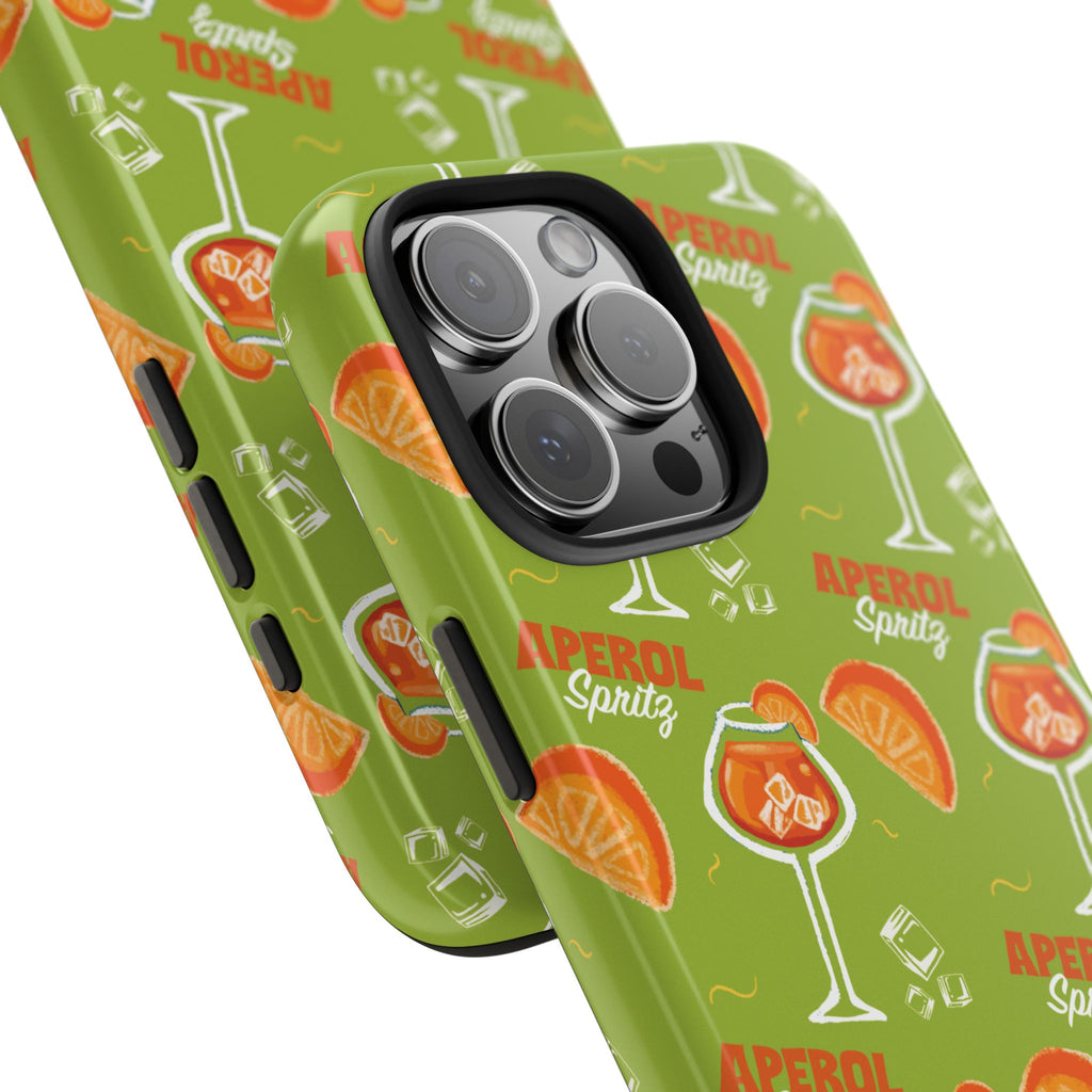 Aperol Spritz Pattern Tough Phone Case — Green Spritz Collection Inspired Design