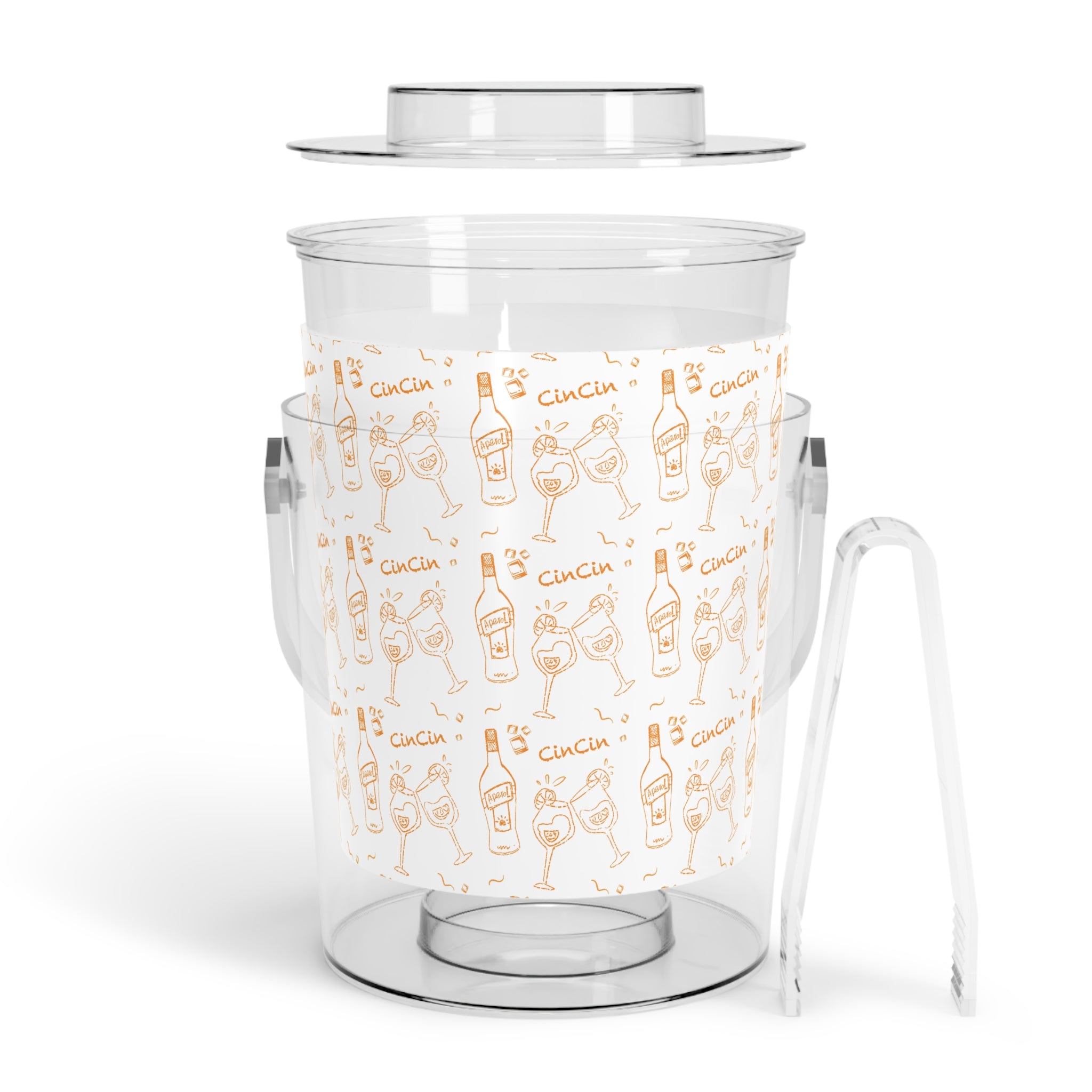 Cin Cin Ice Bucket with Tongs — White Brunch Collection Inspired Design