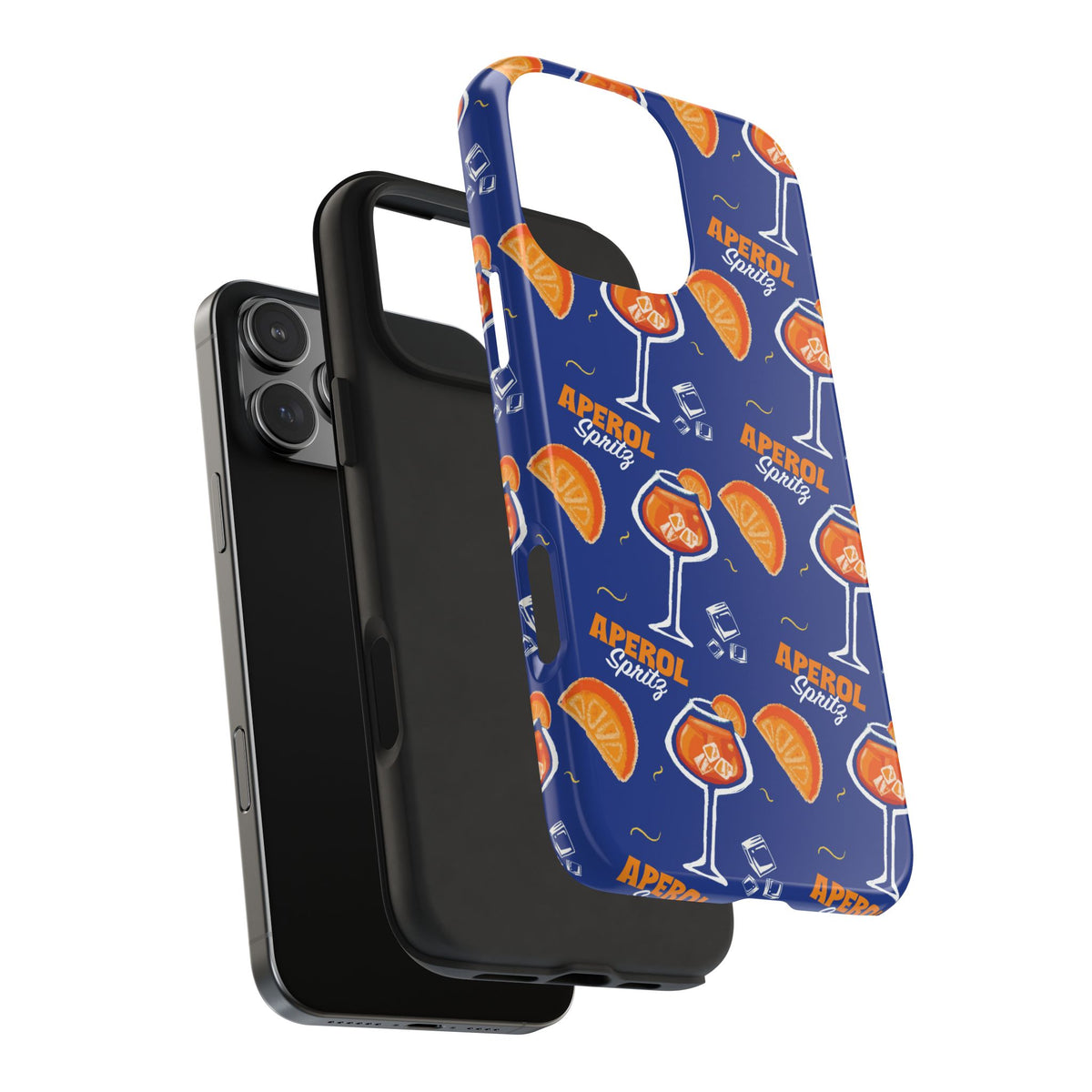 Aperol Spritz Tough Phone Case — Blue Cocktail Pattern Protective Cover