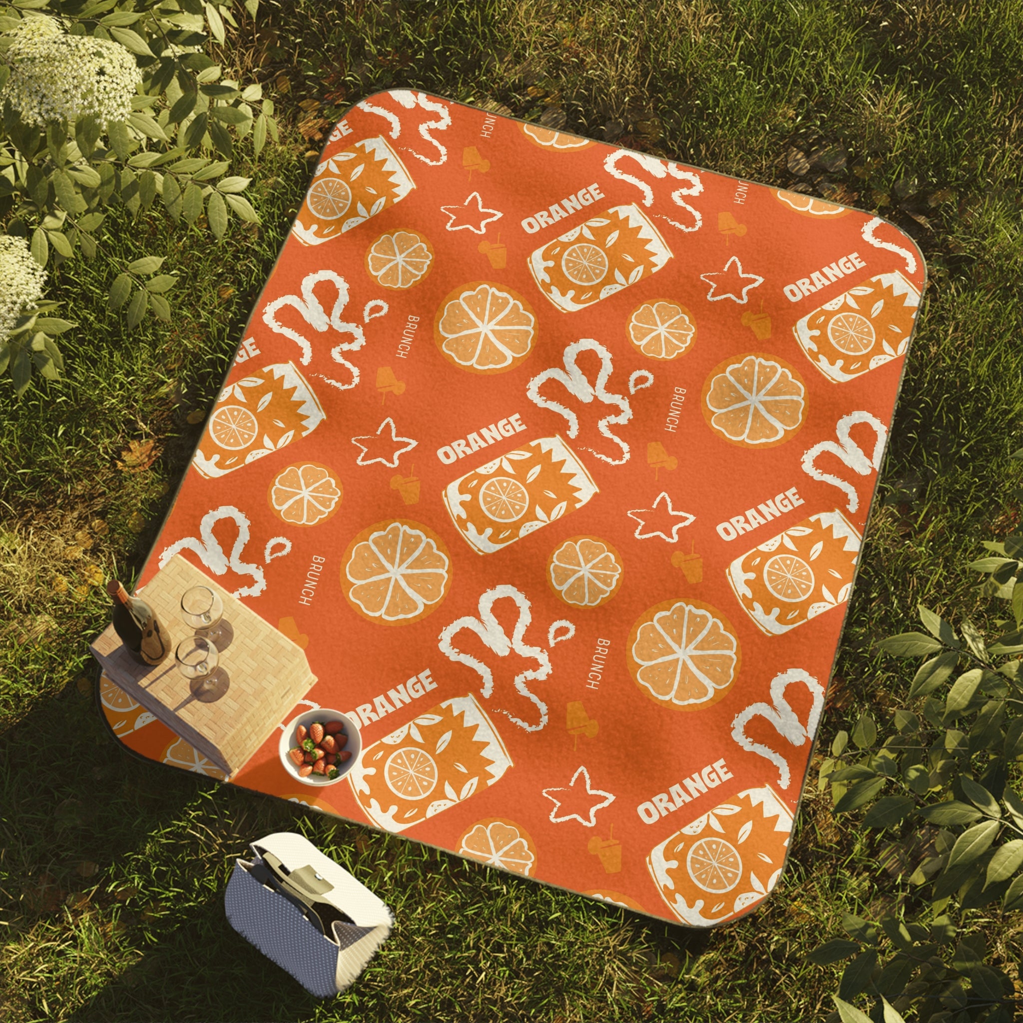 Orange Fruit Pattern Picnic Blanket — Orange Aperol Inspired Design