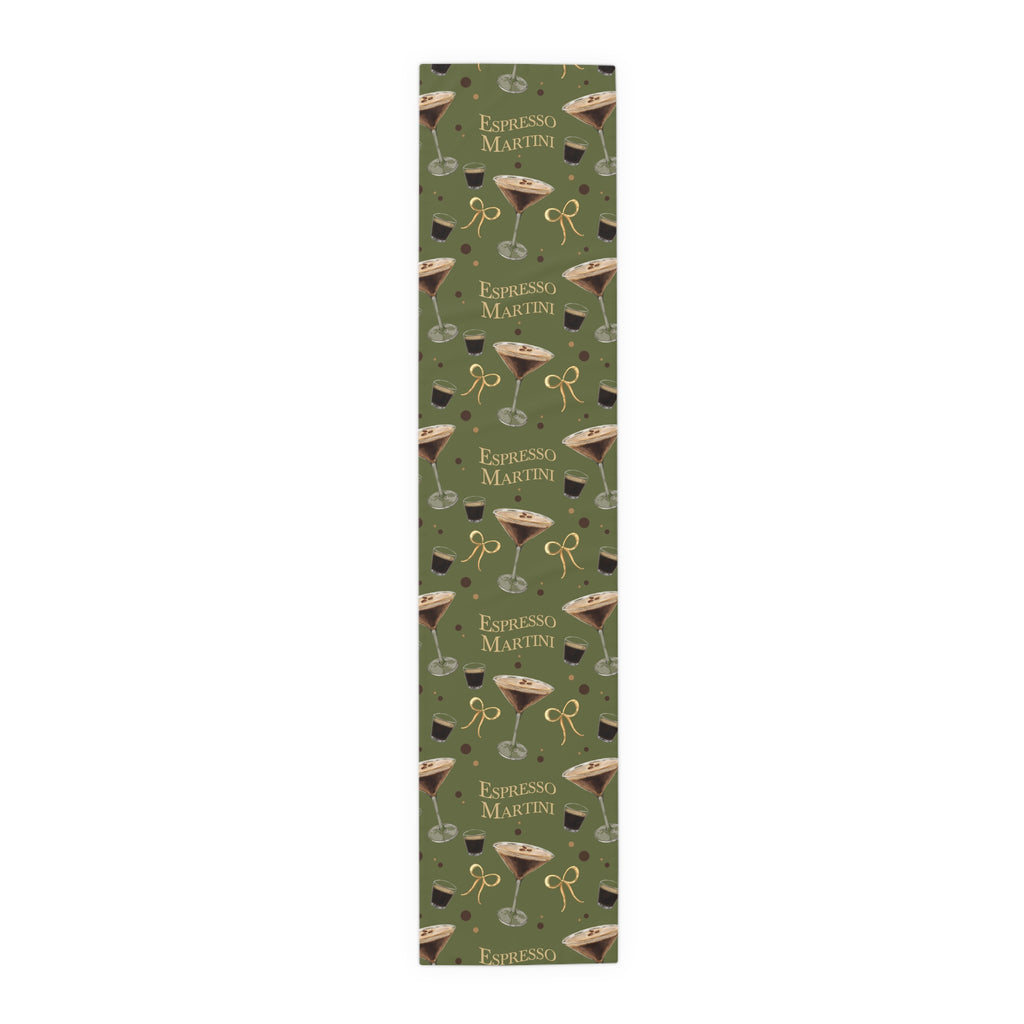 Espresso Martini Table Runner — Olive Green Espresso Collection Inspired Design