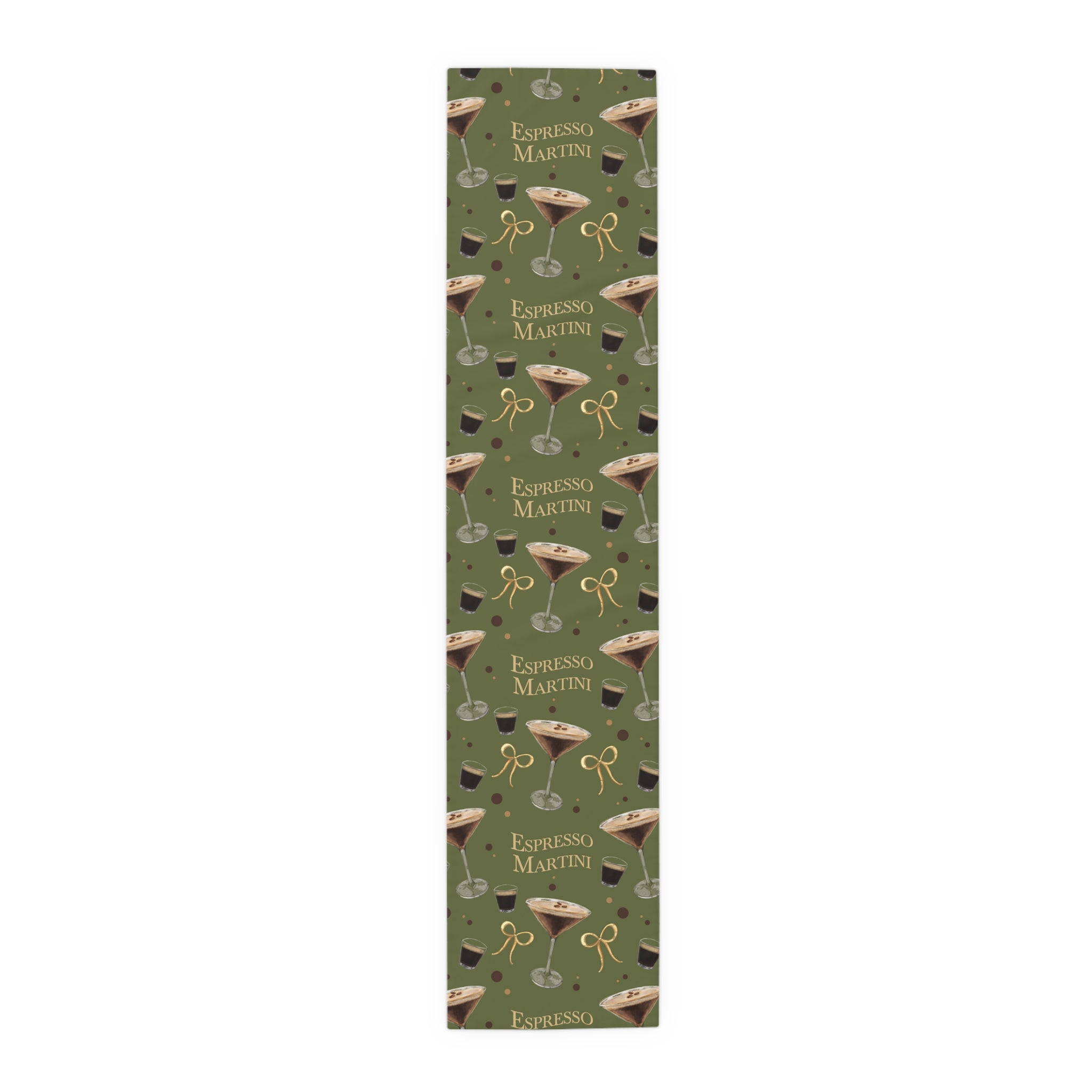 Espresso Martini Table Runner — Olive Green Espresso Collection Inspired Design
