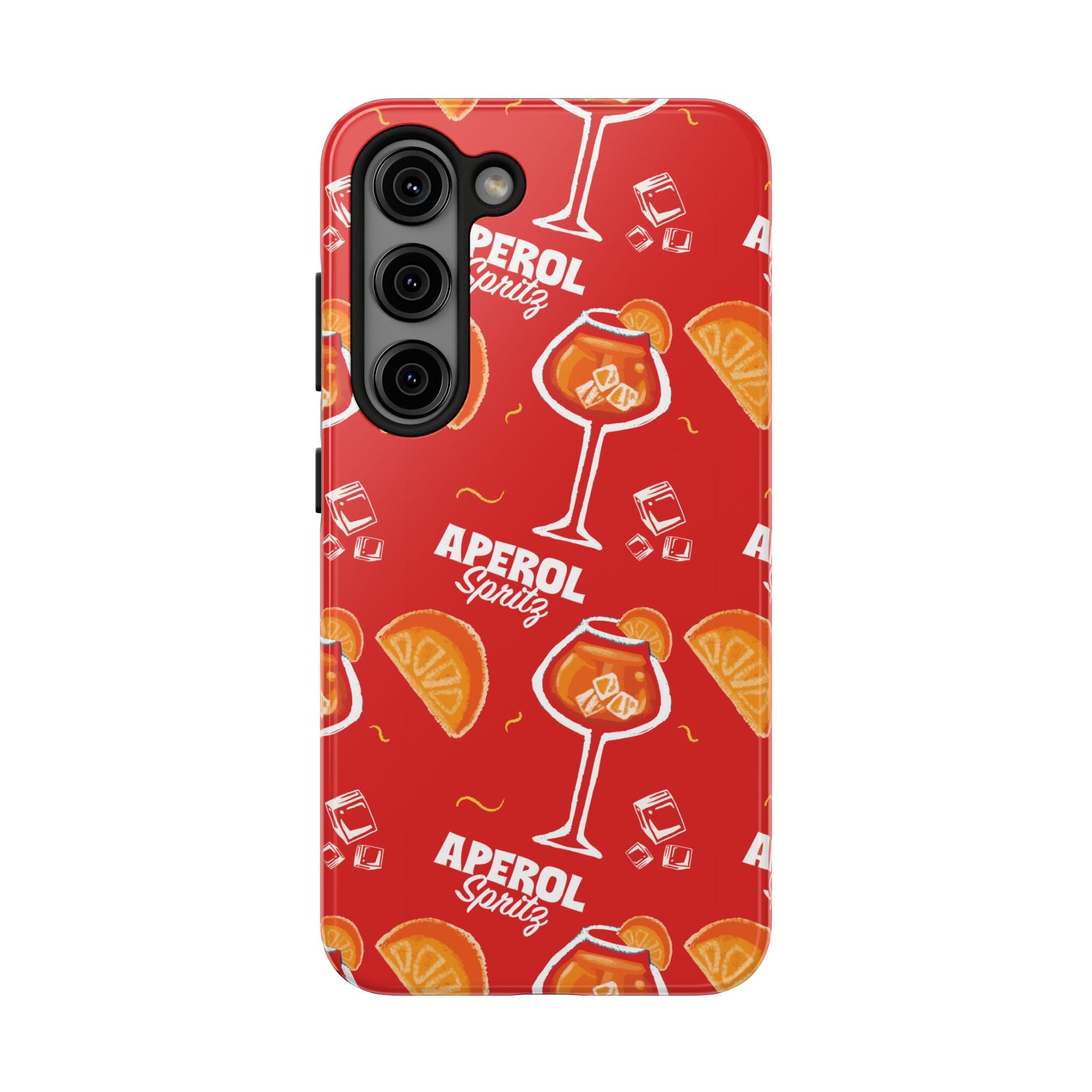 Aperol Spritz Tough Phone Case — Red Cocktail Pattern Protective Cover