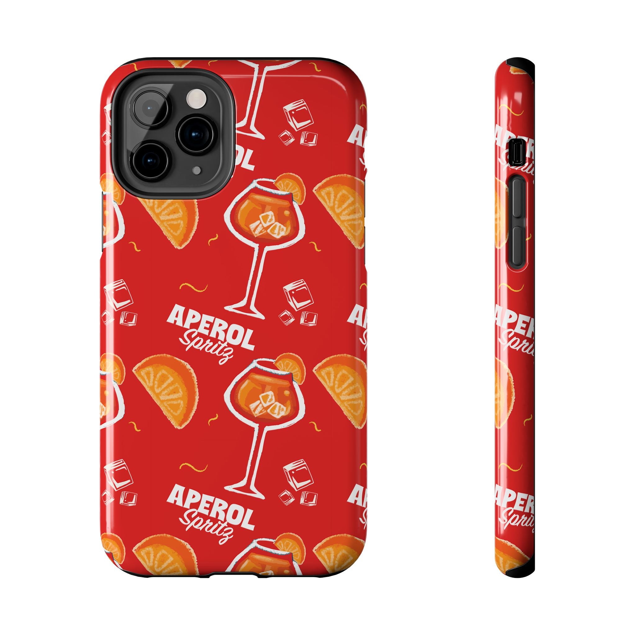 Aperol Spritz Tough Phone Case — Red Cocktail Pattern Protective Cover