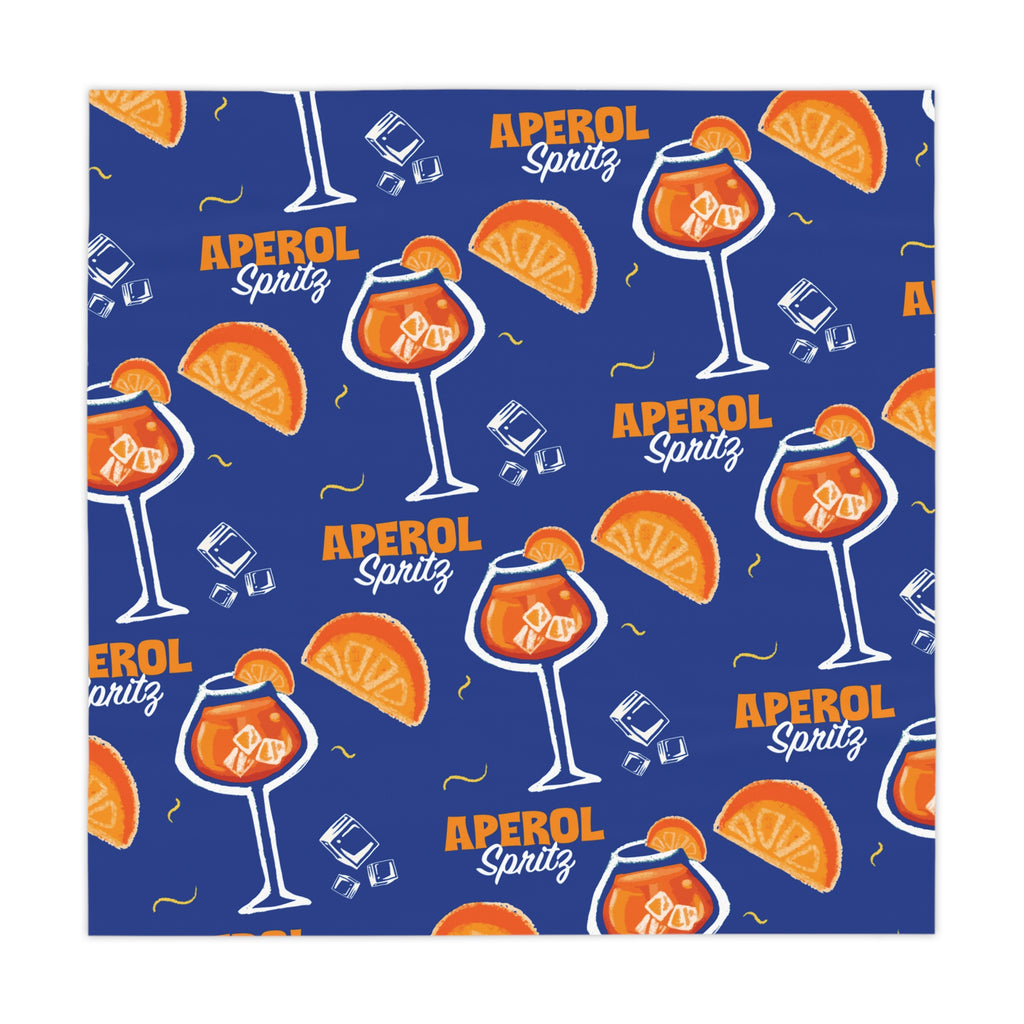 Aperol Spritz Tablecloth — Bright Blue Cocktail Party Table Cover