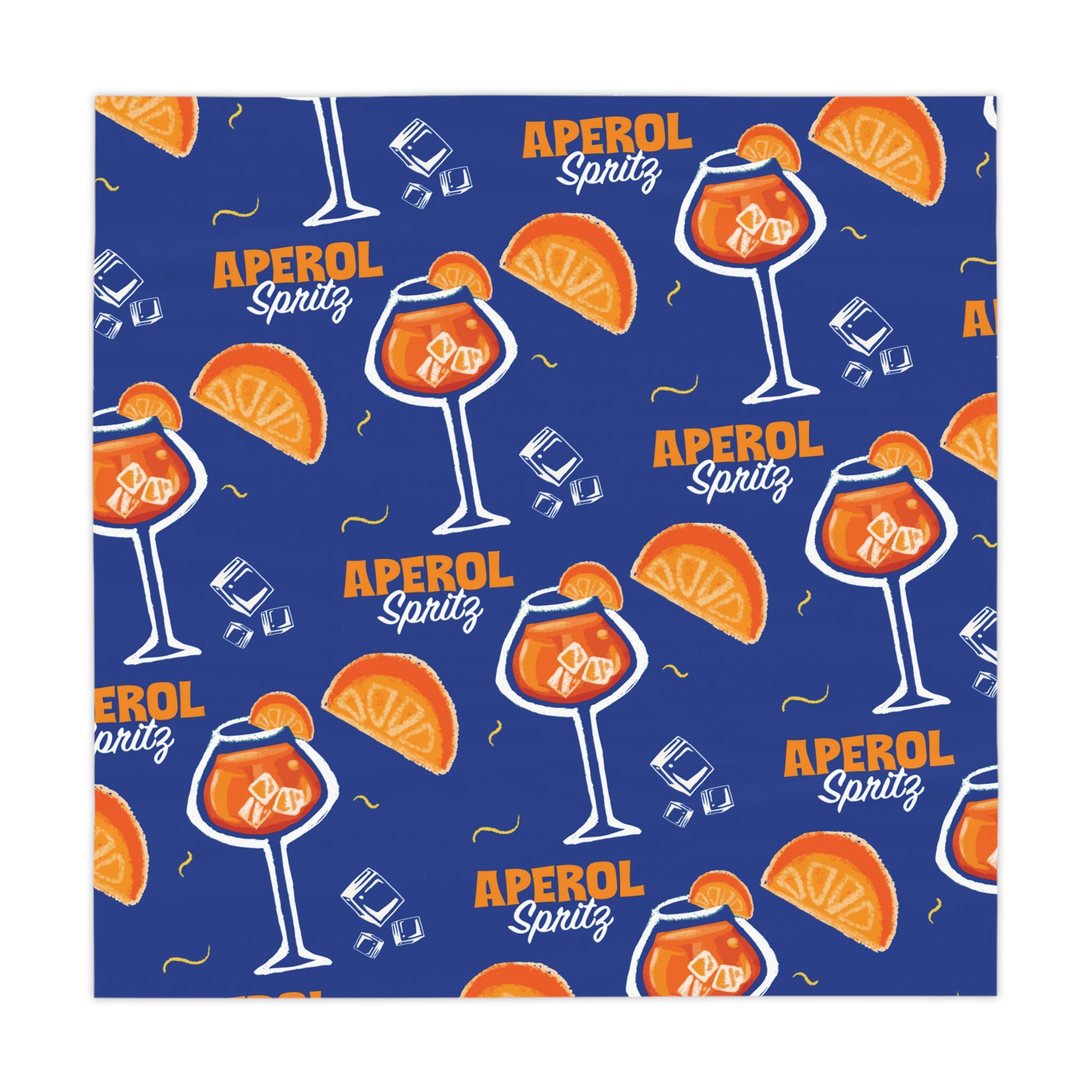 Aperol Spritz Tablecloth — Bright Blue Cocktail Party Table Cover