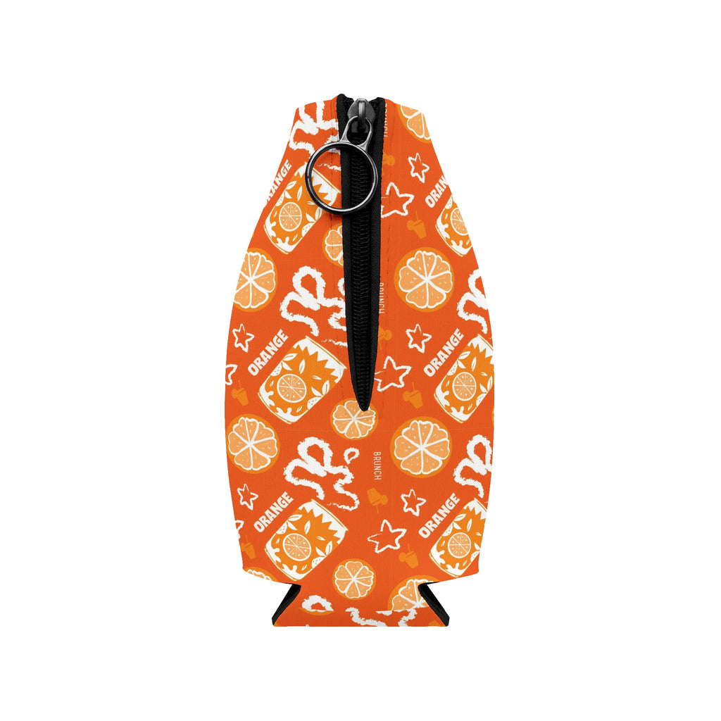 Orange Brunch Zip-Up Bottle Cooler Sleeve — Orange Fruit Brunch Collection Inspired Design