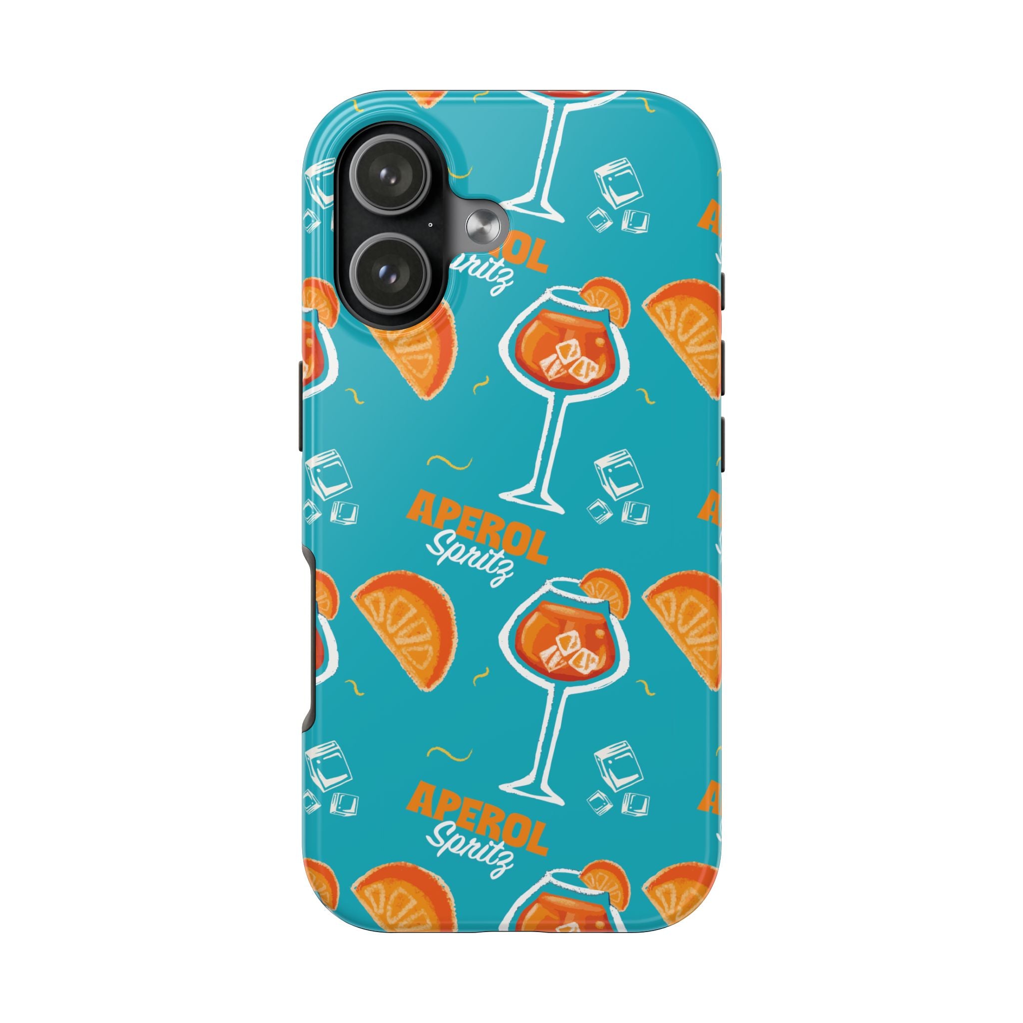 Aperol Spritz Tough Phone Case — Turquoise Cocktail Pattern Protective Cover