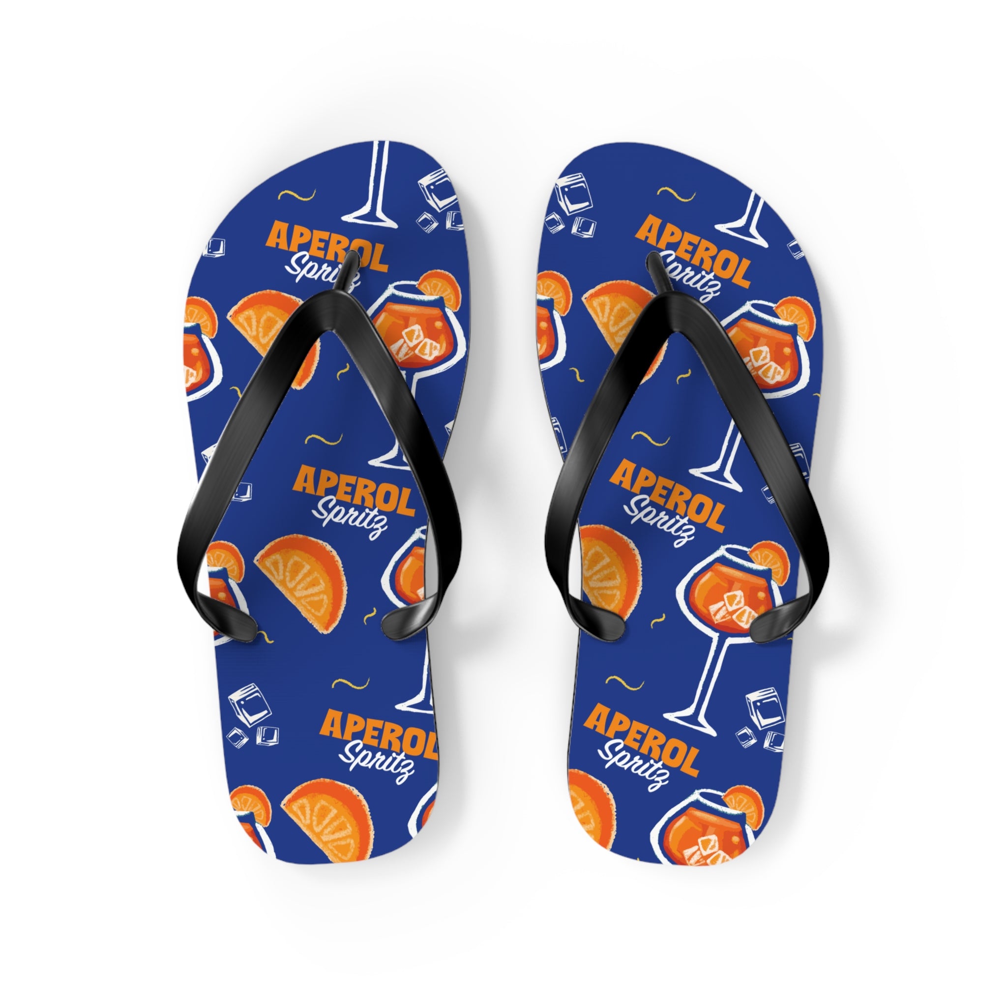 Aperol Spritz Flip Flops — Summer Cocktail Pattern Beach Sandals