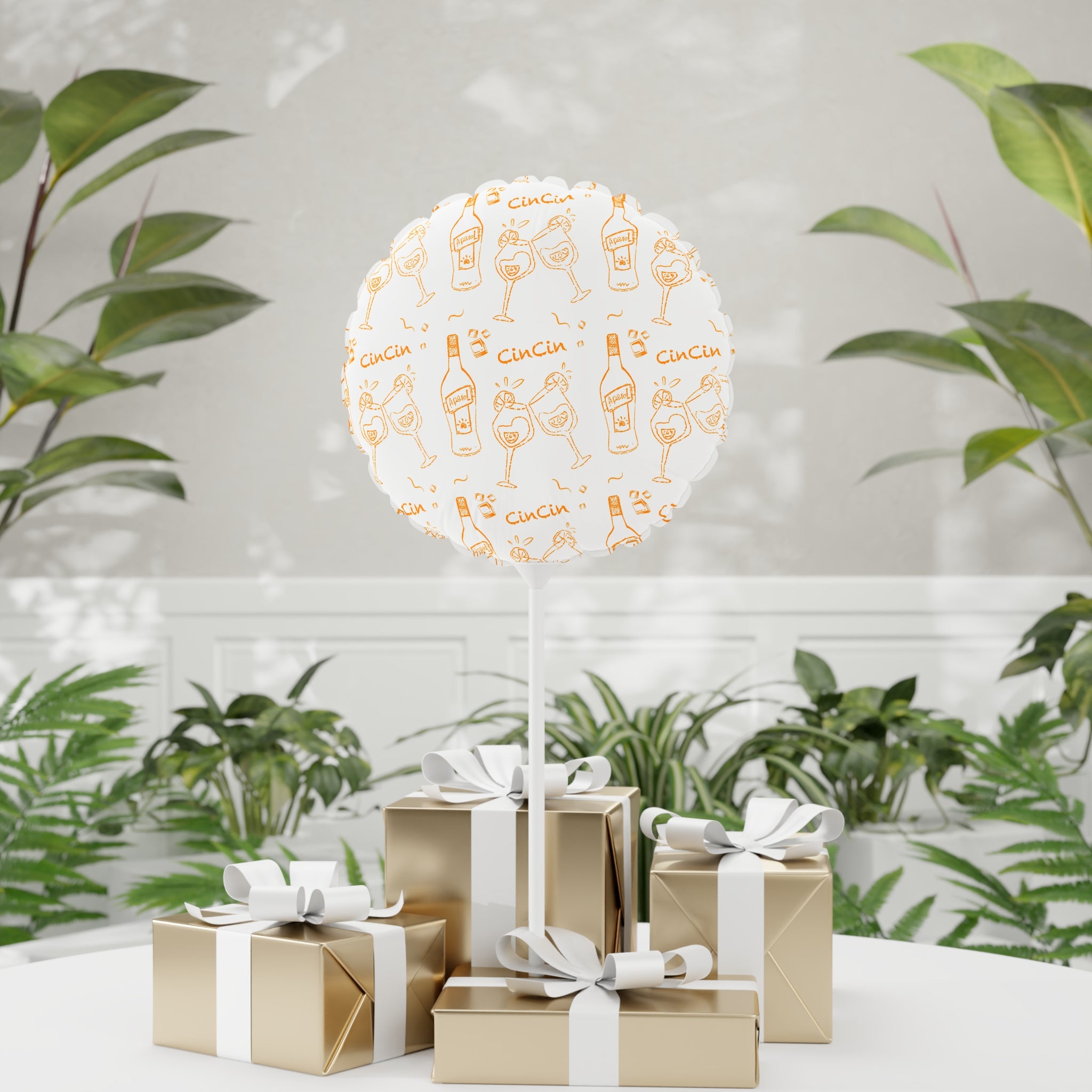 Cin Cin 11" Round Balloon — White Cin Cin Brunch Collection Inspired Design