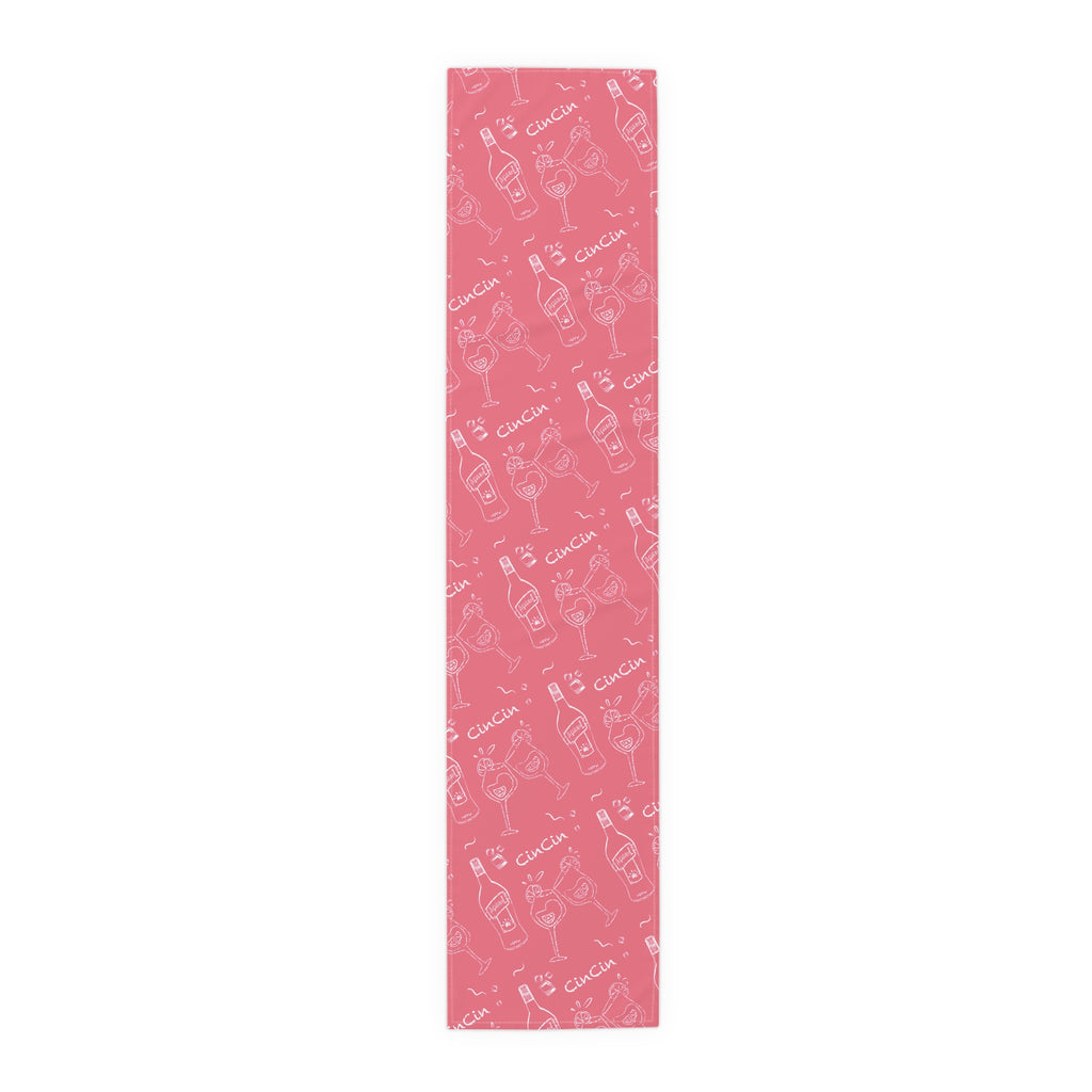 Cin Cin Spritz Table Runner — Magenta Citrus Cocktail Pattern