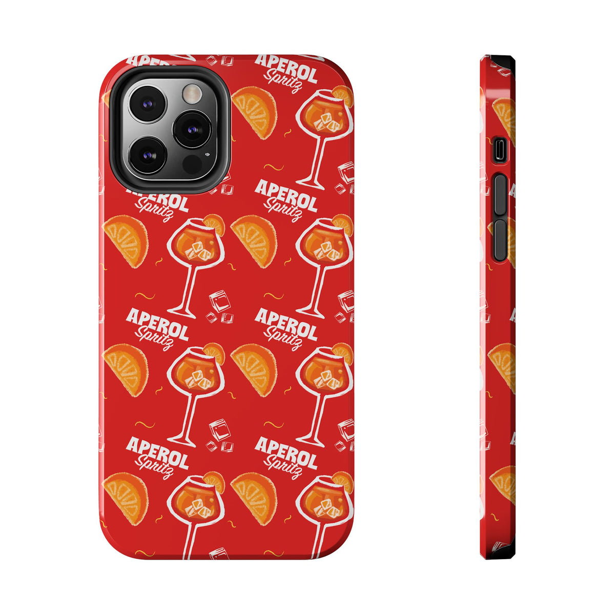 Aperol Spritz Tough Phone Case — Red Cocktail Pattern Protective Cover