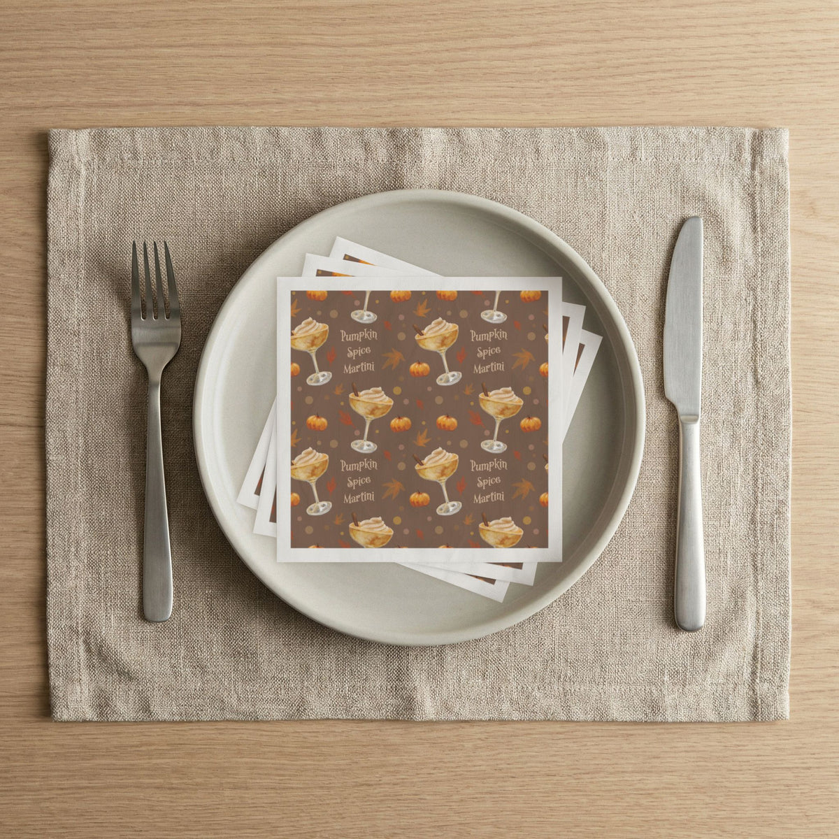 Pumpkin Spice Martini 50pcs Napkins — Brown Pumpkin Collection Inspired Design