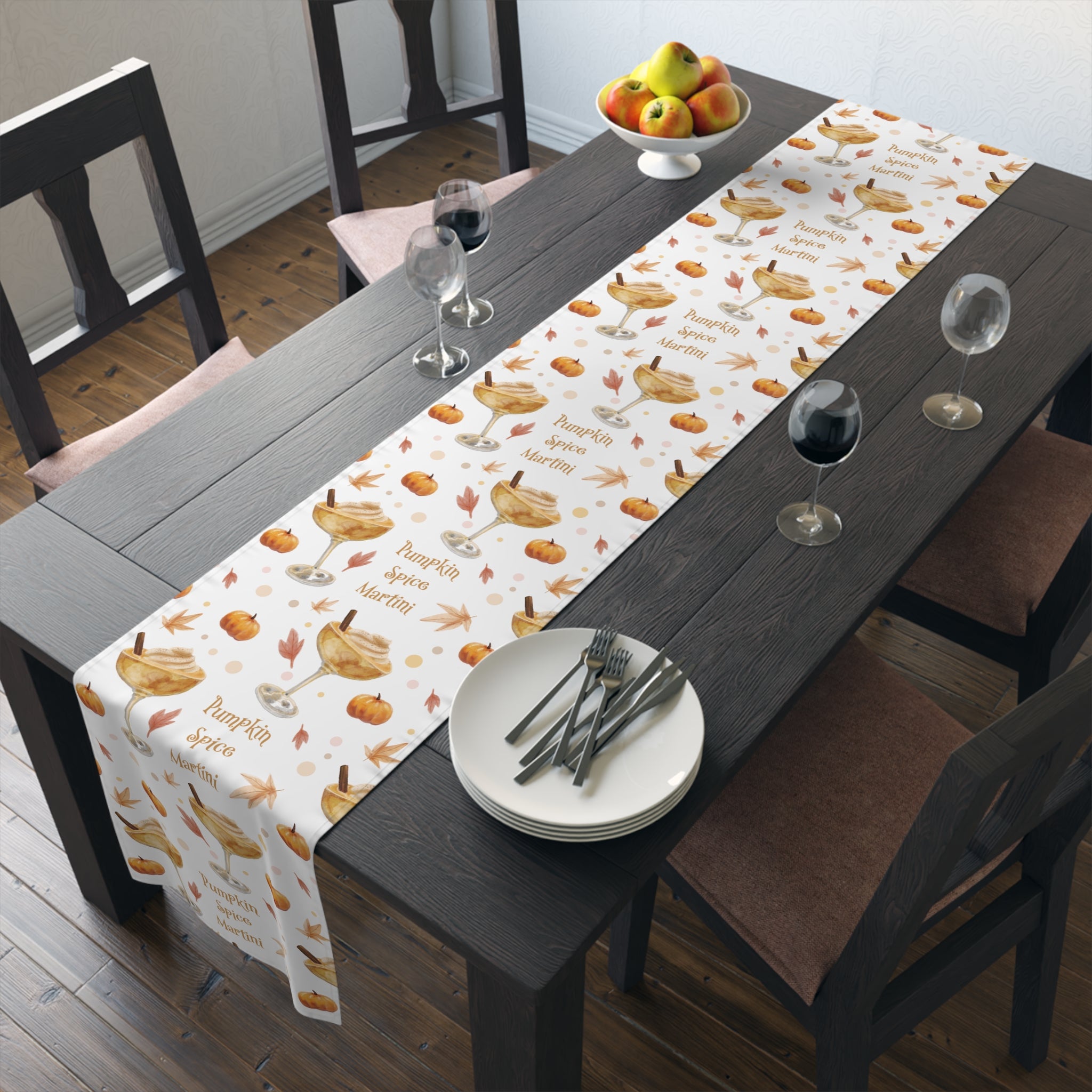Pumpkin Spice Martini Table Runner — White Pumpkin Collection Inspired Design