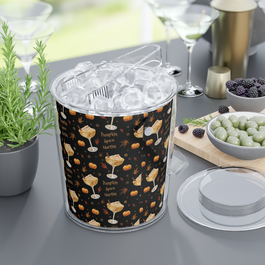 Pumpkin Spice Martini Ice Bucket with Tongs — Black Pumpkin Collection Inspired Design