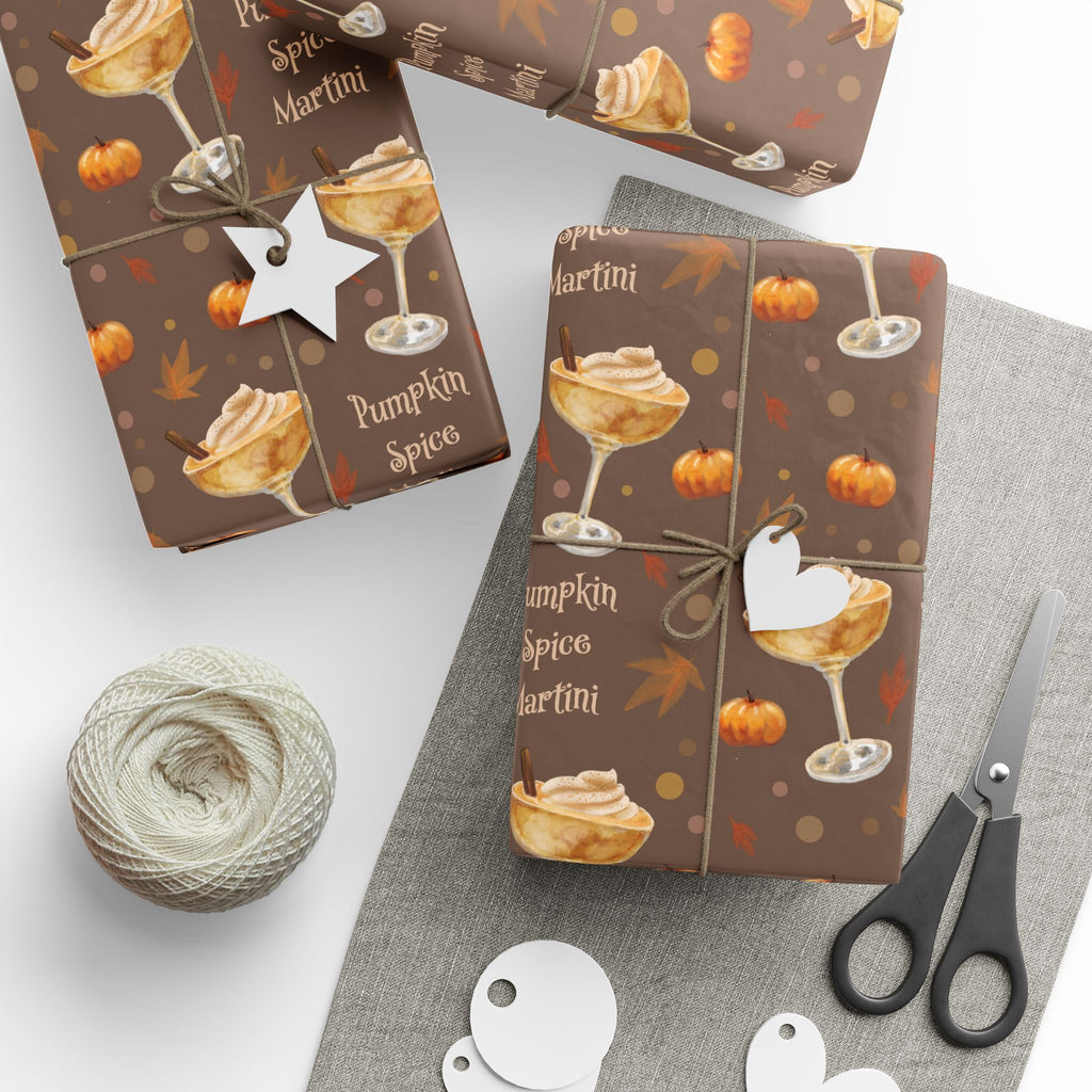 Pumpkin Spice Martini Wrapping Paper Roll – Brown Pumpkin Collection Inspired Design