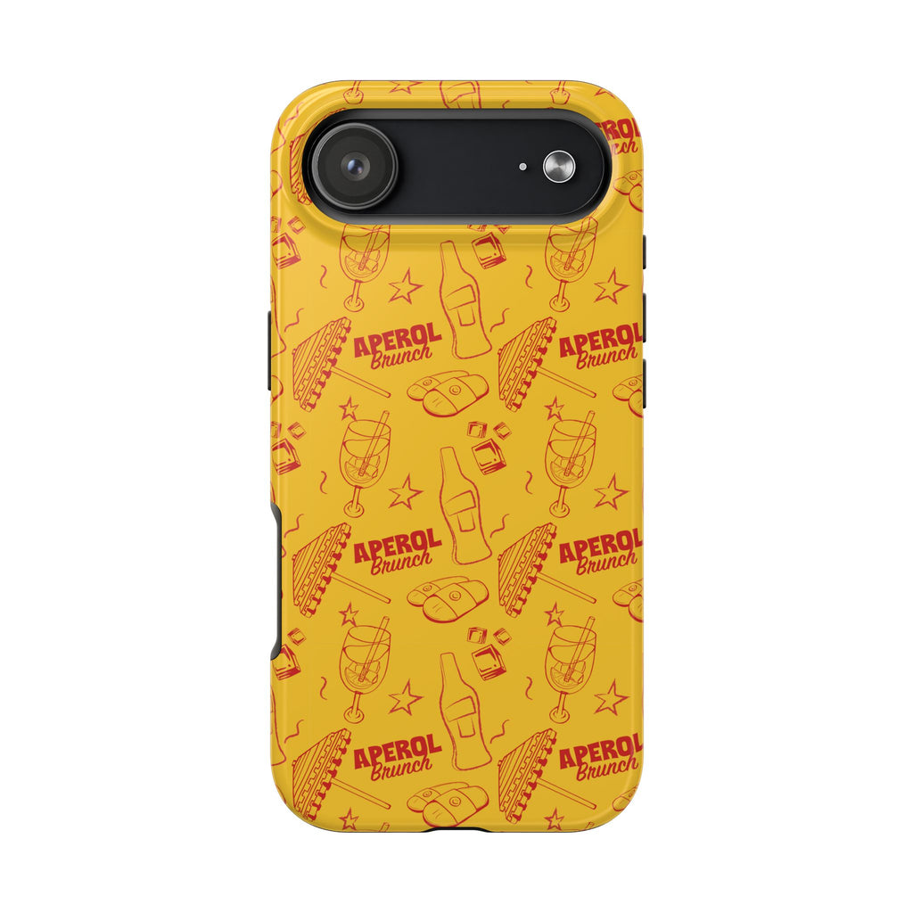 Aperol Brunch Tough Phone Case — Yellow Cocktail Patterned Protective Cover
