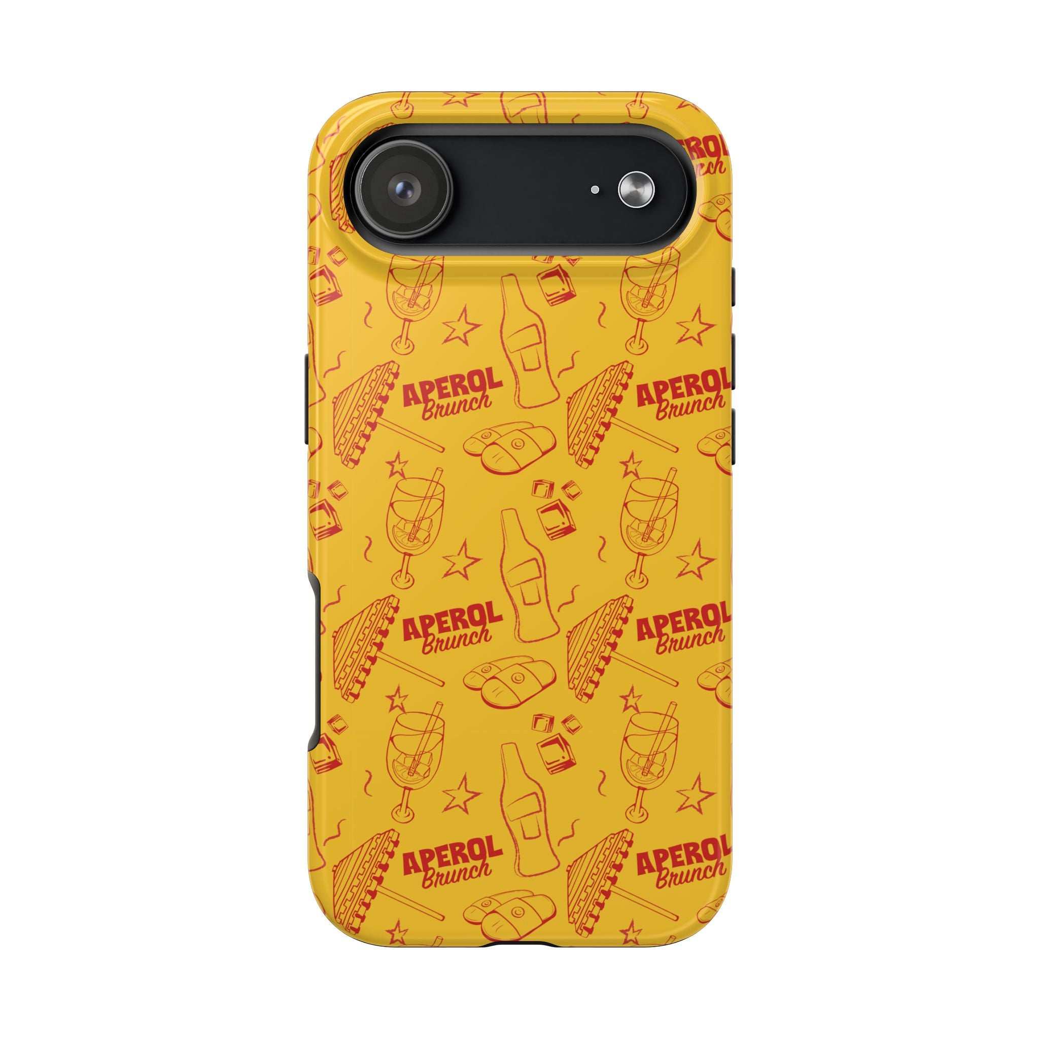 Aperol Brunch Tough Phone Case — Yellow Cocktail Patterned Protective Cover