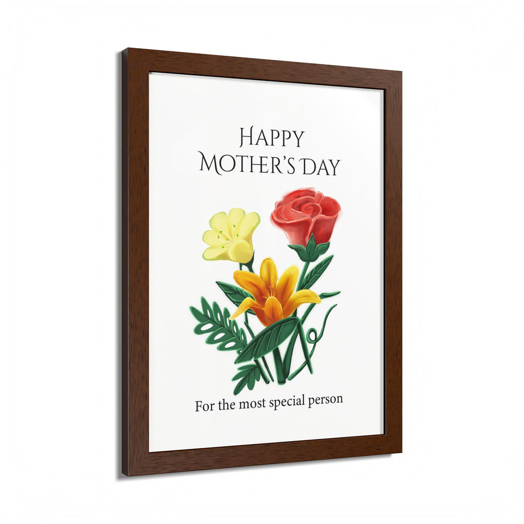 Mother’s Day Framed Floral Poster – Happy Mother’s Day Wall Art for Mom | Floral Gift Decor