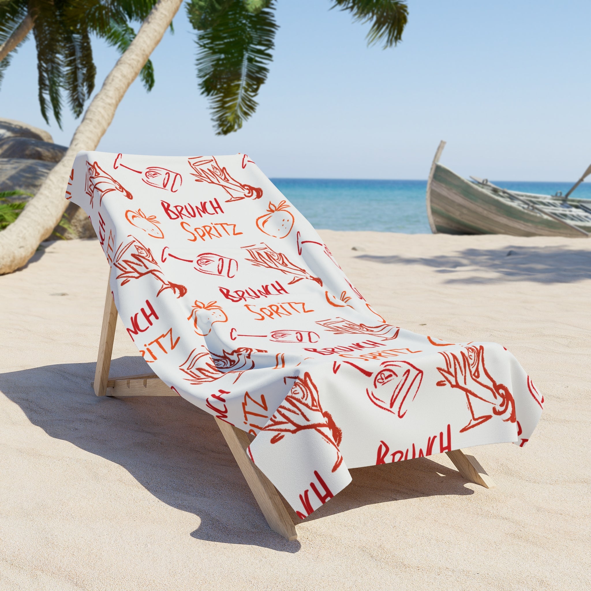 Brunch Spritz Beach Towel — Retro Cocktail Summer Towel