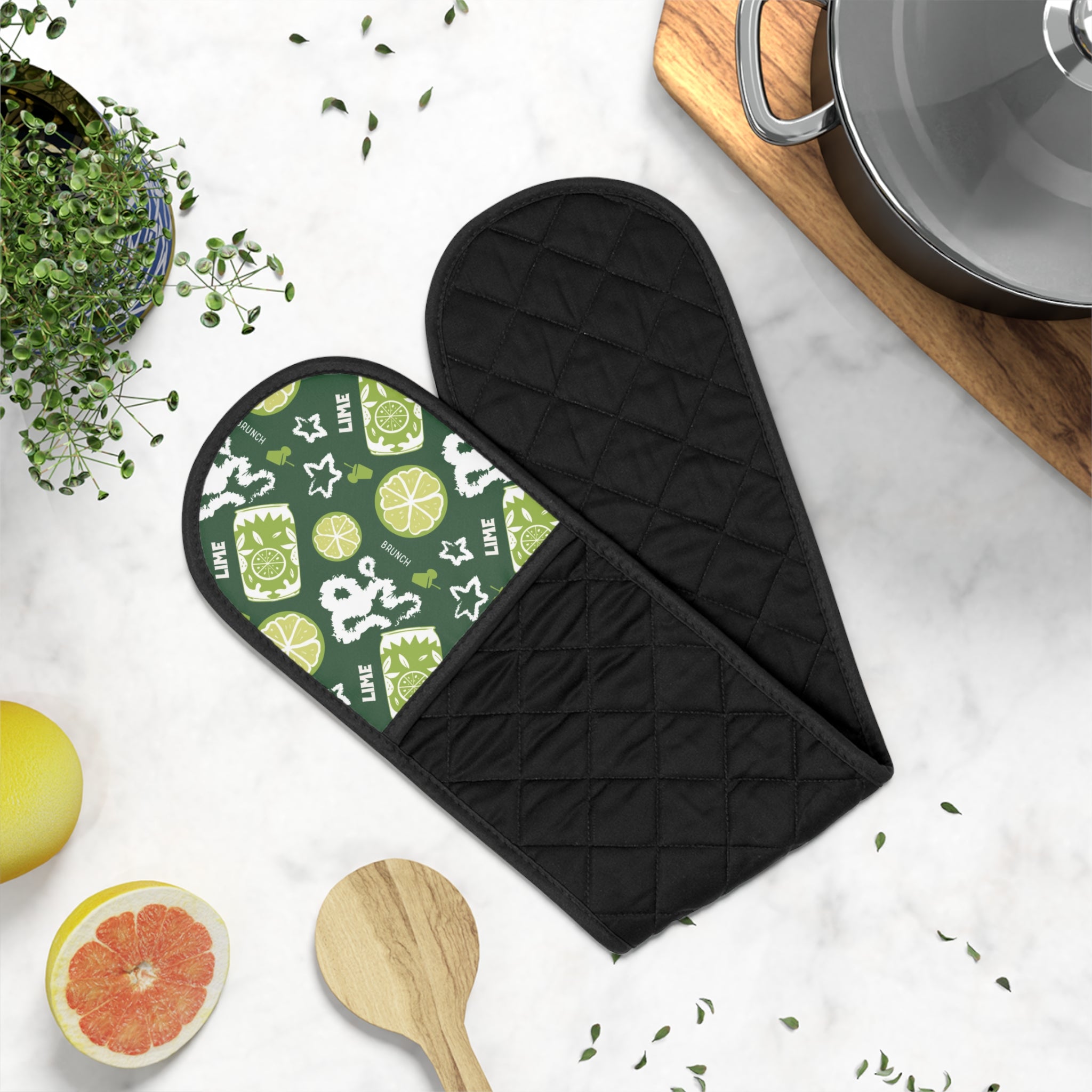 Lime Brunch Double Oven Mitt – Aperol Inspired Kitchen Decor