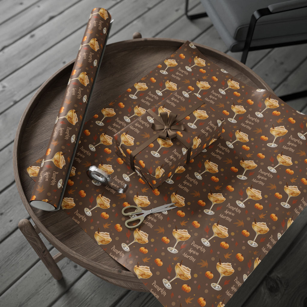 Pumpkin Spice Martini Wrapping Paper Roll – Brown Pumpkin Collection Inspired Design