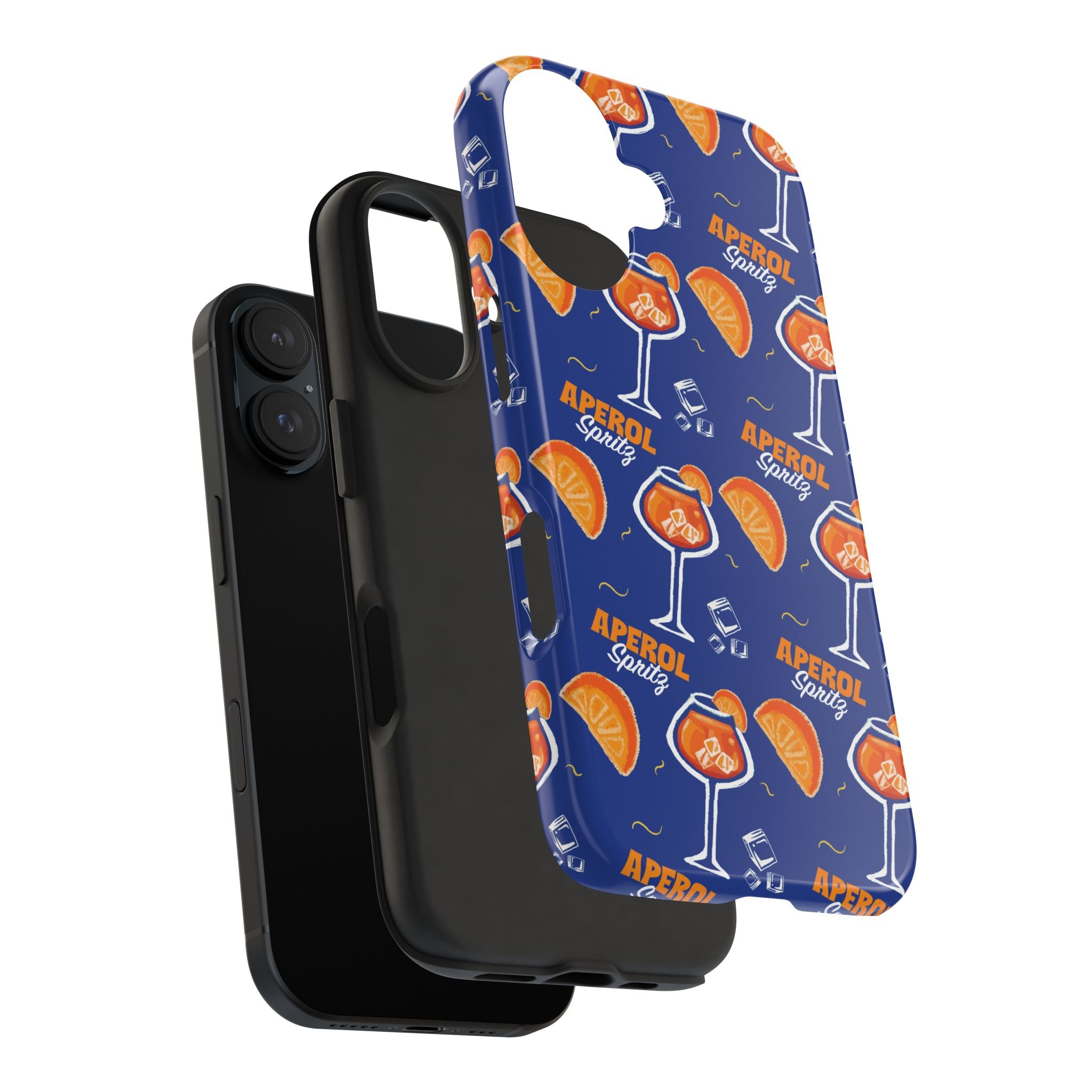 Aperol Spritz Tough Phone Case — Blue Cocktail Pattern Protective Cover