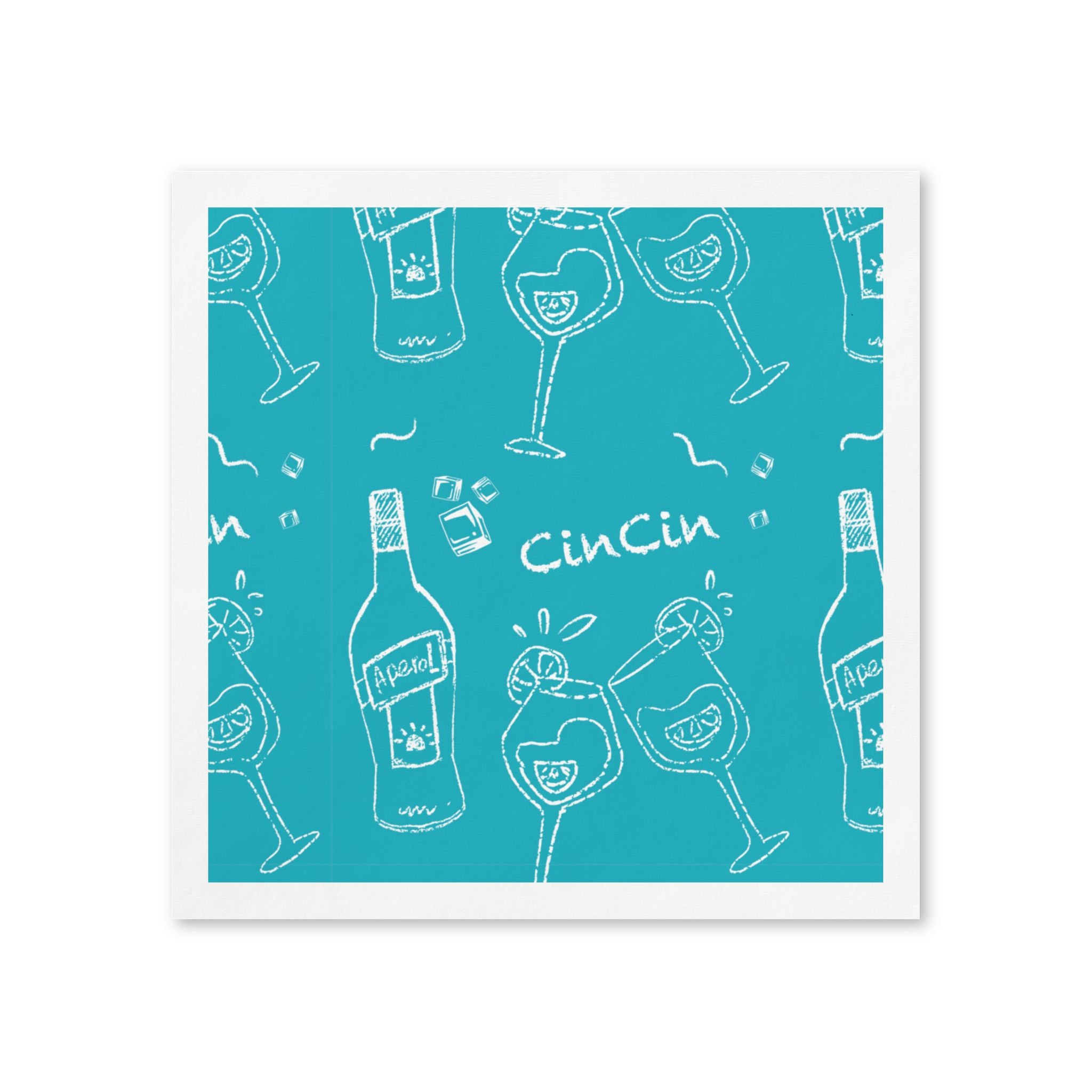 Cin Cin Cocktail Napkins (Pack of 50) – Aperol Turquoise Paper Napkins, Beverage Napkins, Cocktail Party Decor, Brunch & Hostess Gift