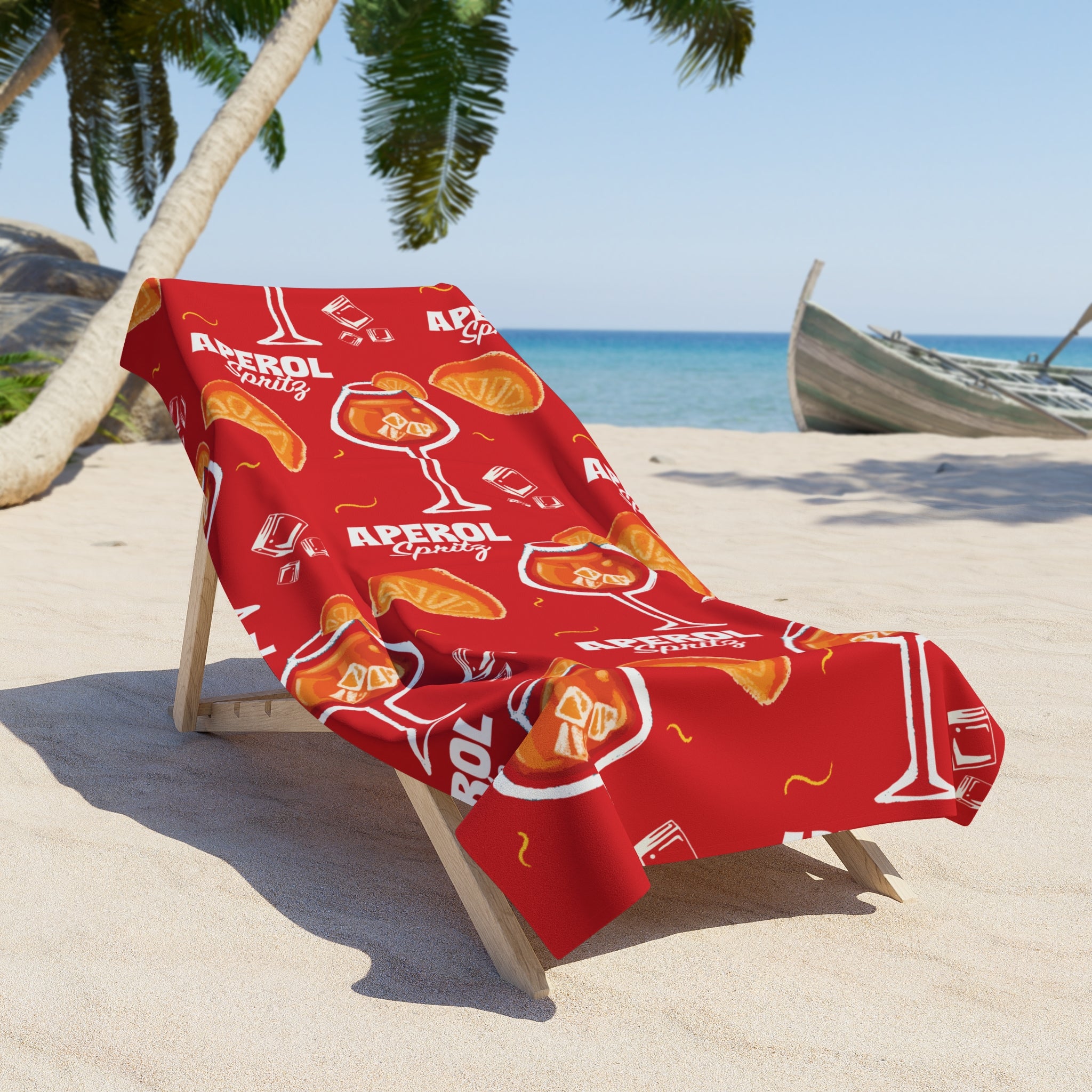 Aperol Spritz Beach Towel – Red Aperol Inspired Design