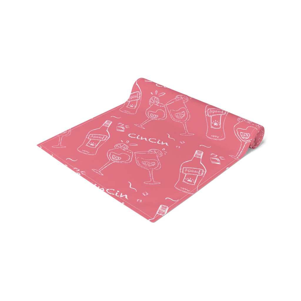Cin Cin Spritz Table Runner — Magenta Citrus Cocktail Pattern