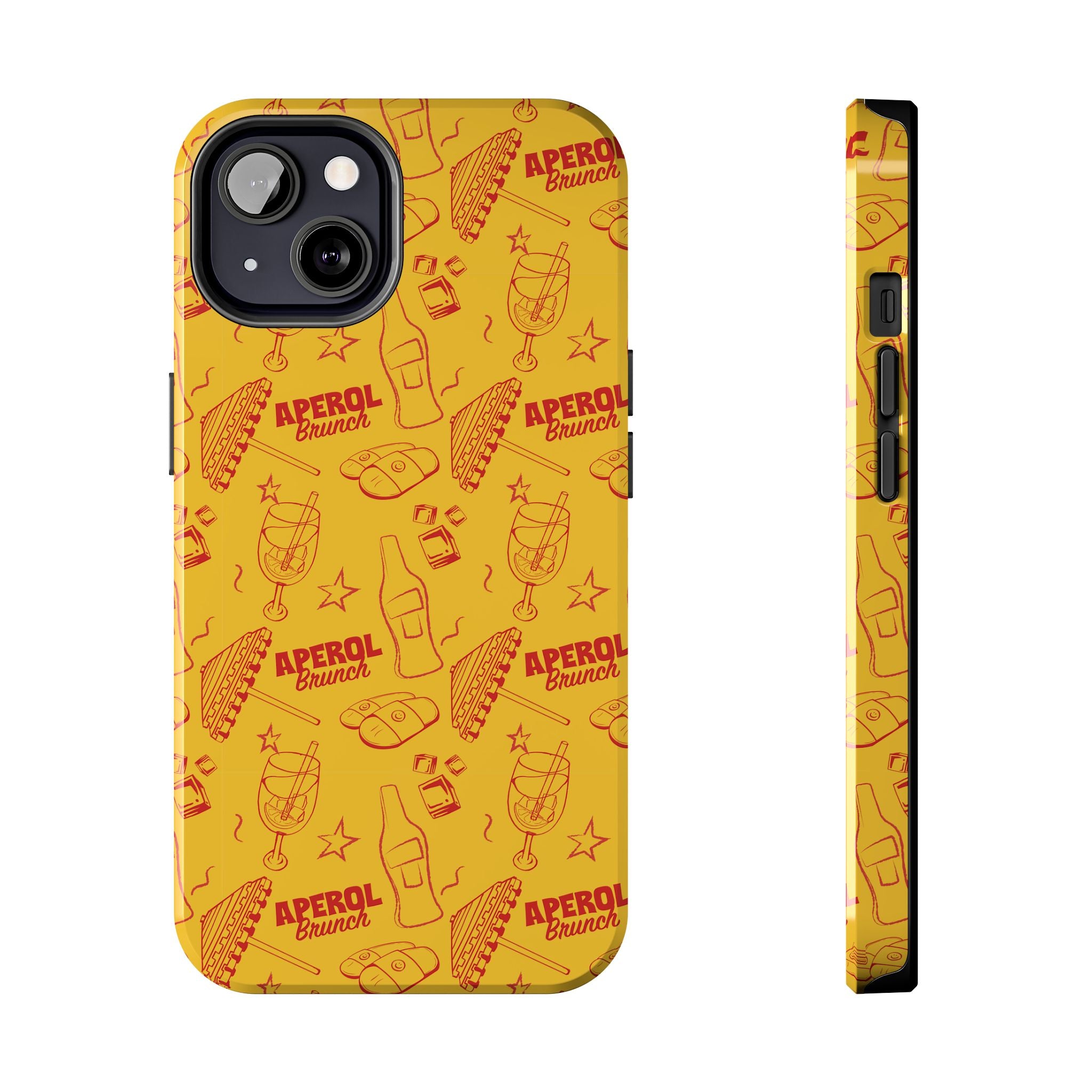 Aperol Brunch Tough Phone Case — Yellow Cocktail Patterned Protective Cover