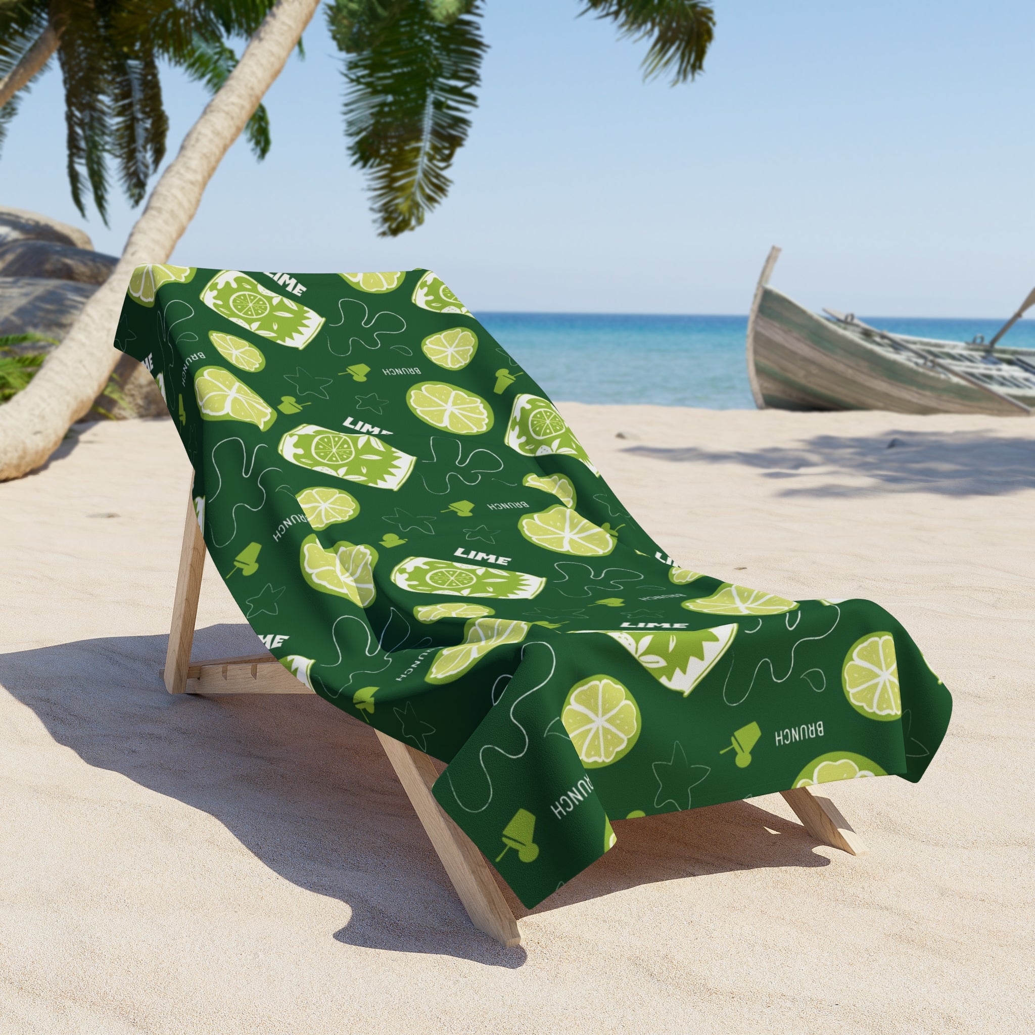 Lime Brunch Beach Towel – Green Aperol Inspired Design
