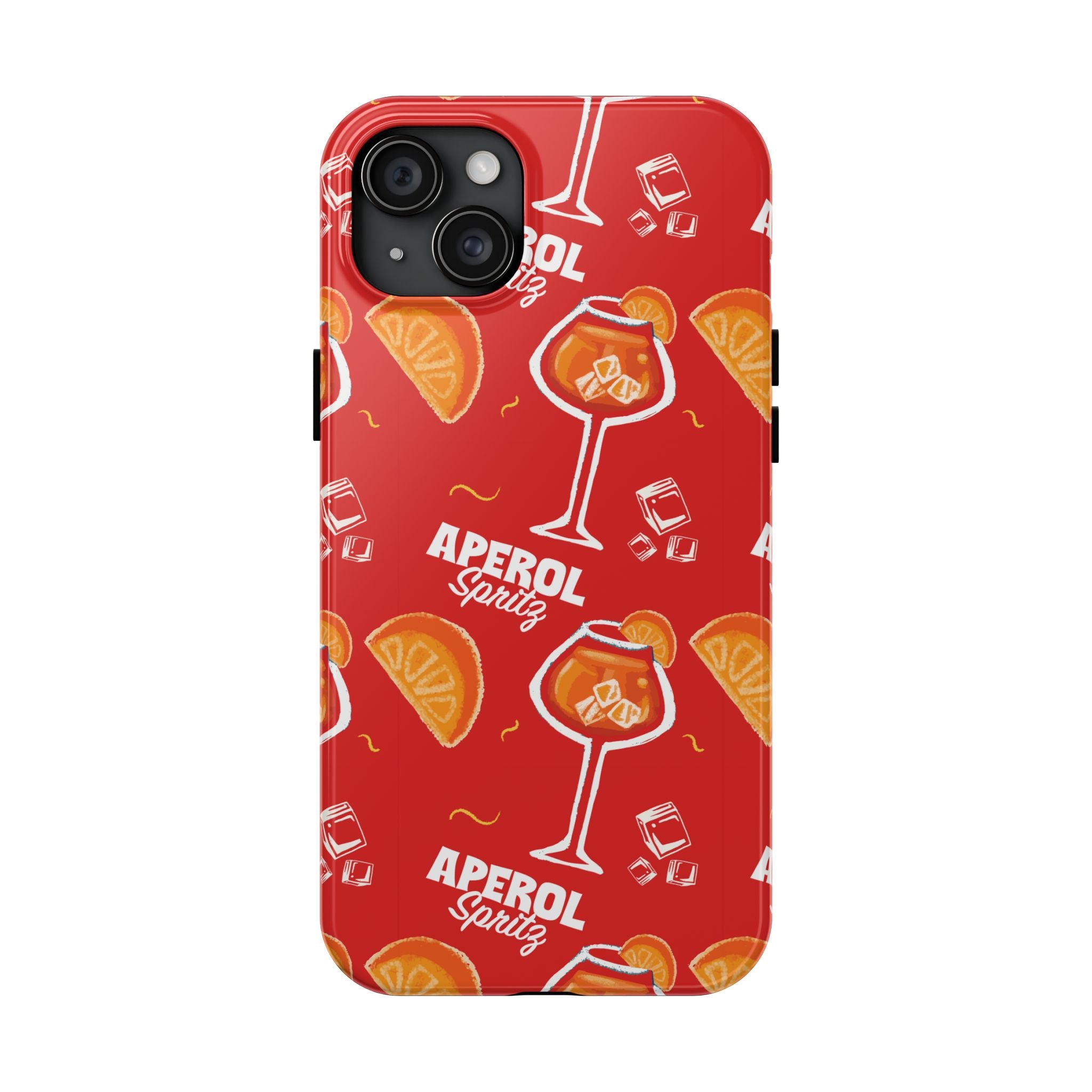 Aperol Spritz Tough Phone Case — Red Cocktail Pattern Protective Cover