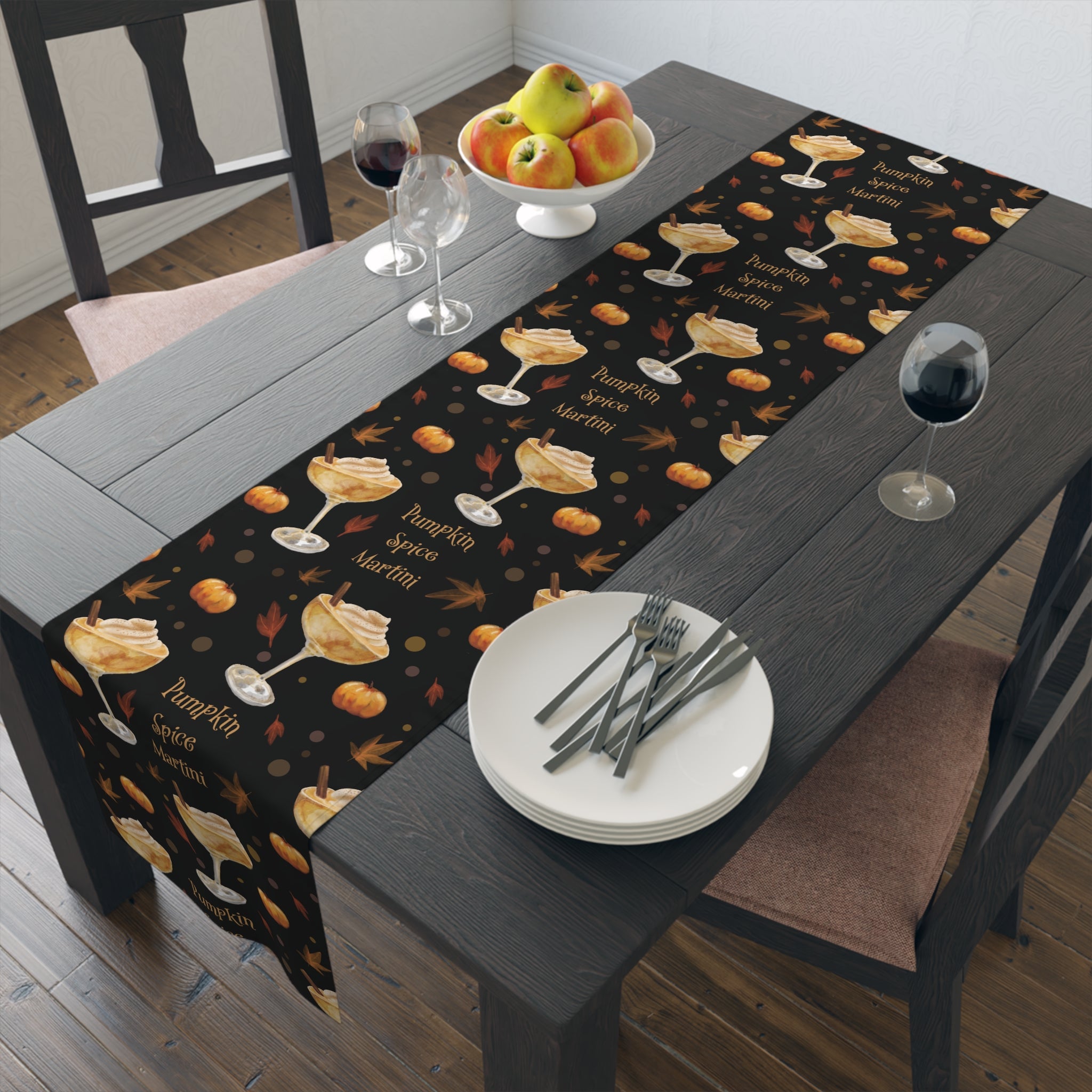 Pumpkin Spice Martini Table Runner — Black Pumpkin Collection Inspired Design