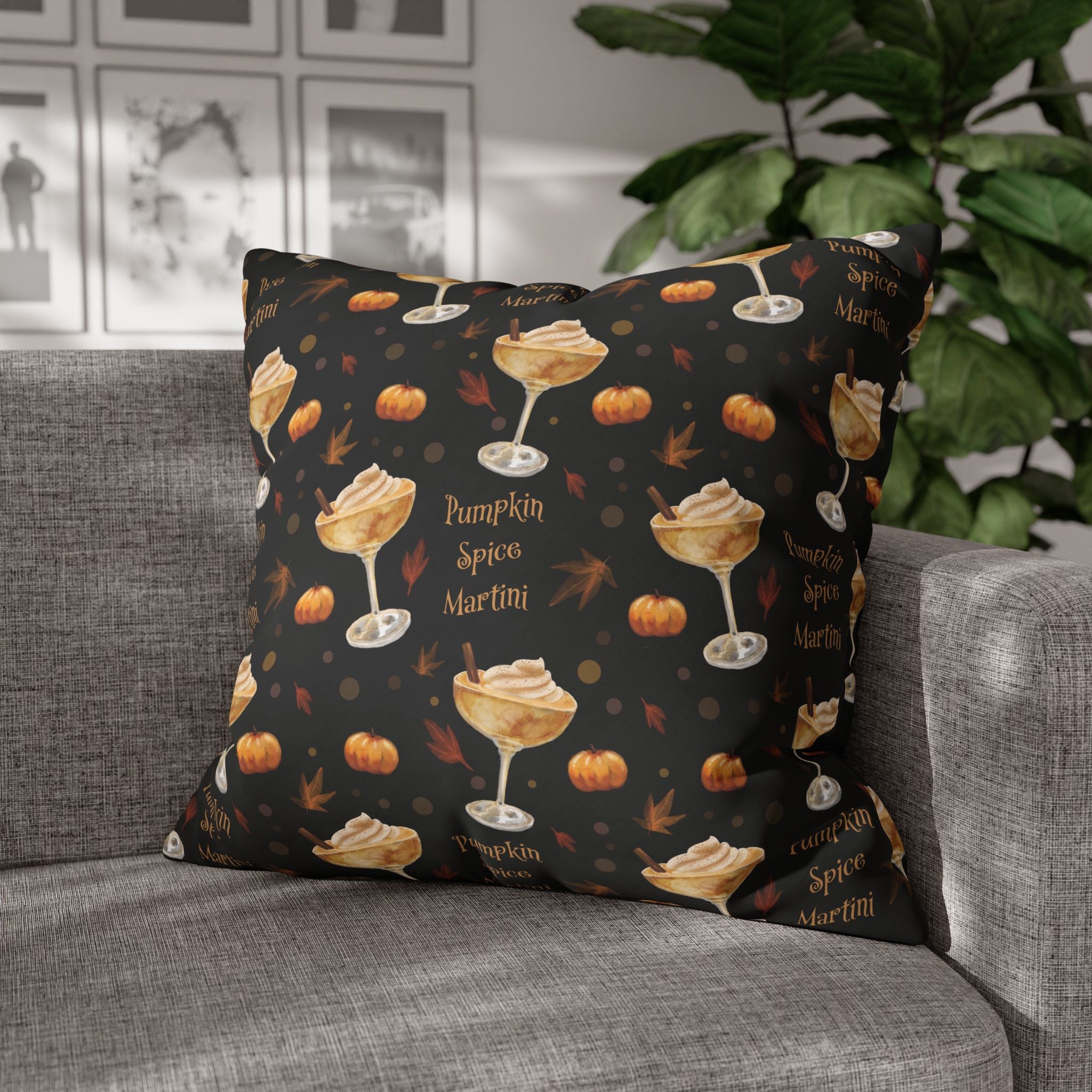 Pumpkin Spice Martini Pillowcase — Black Pumpkin Collection Inspired Design