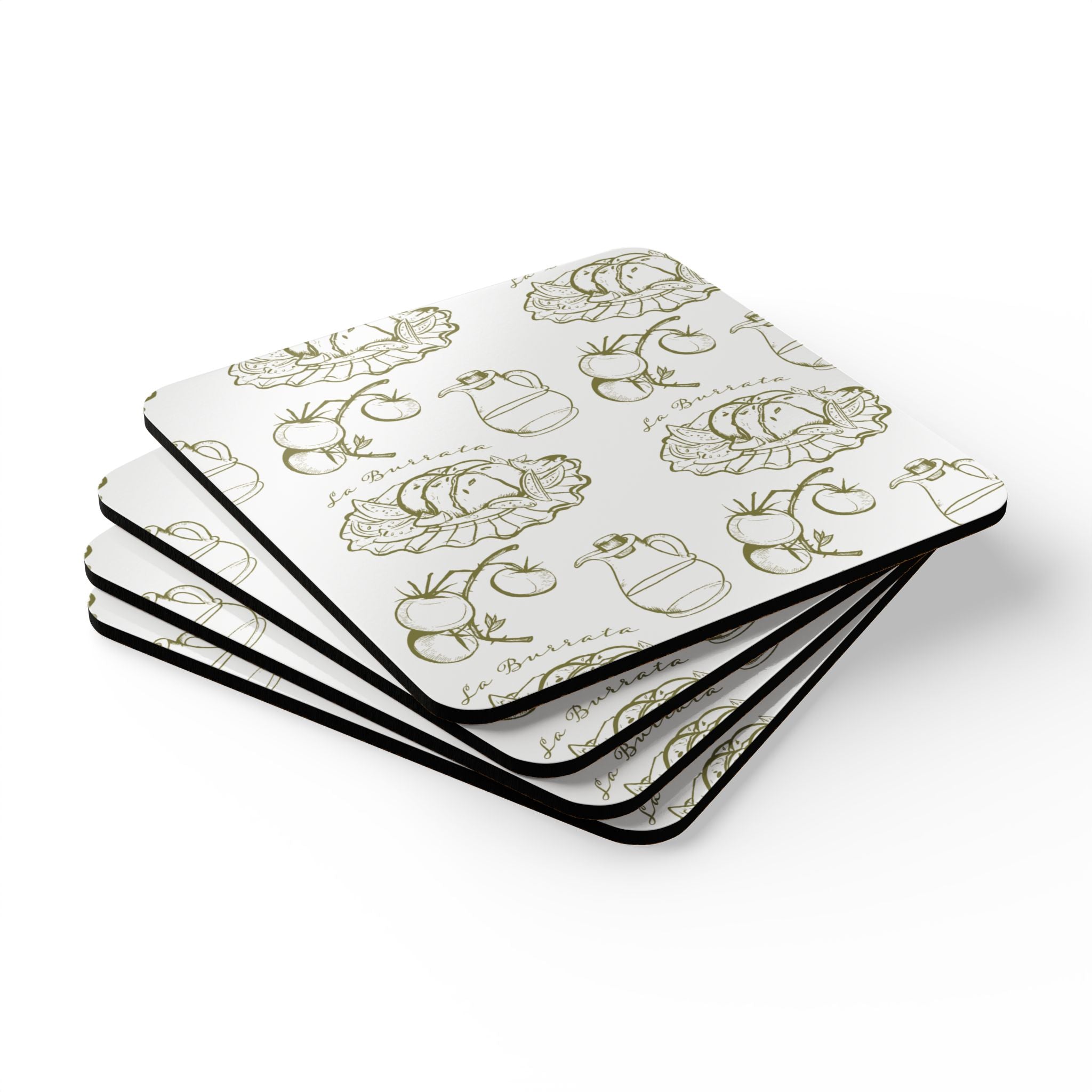 Corkwood Coasters — Italian Burrata & Tomato Kitchen Coaster Set