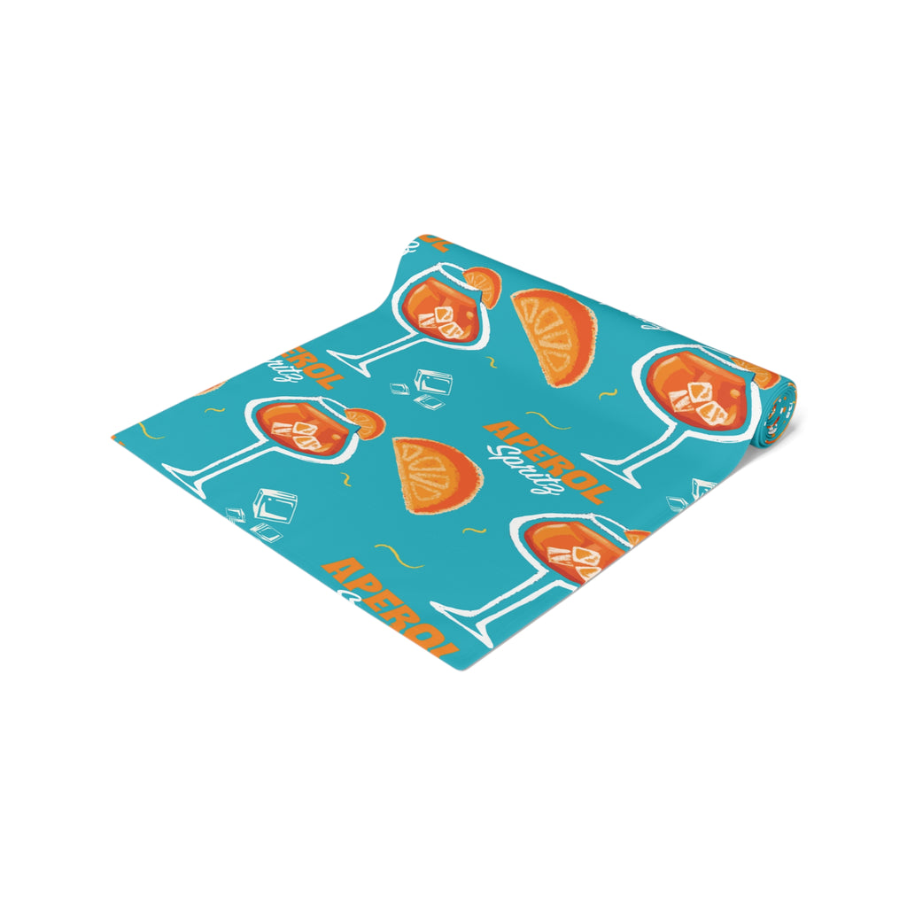 Aperol Spritz Table Runner – Turquoise Cocktail Party Decor