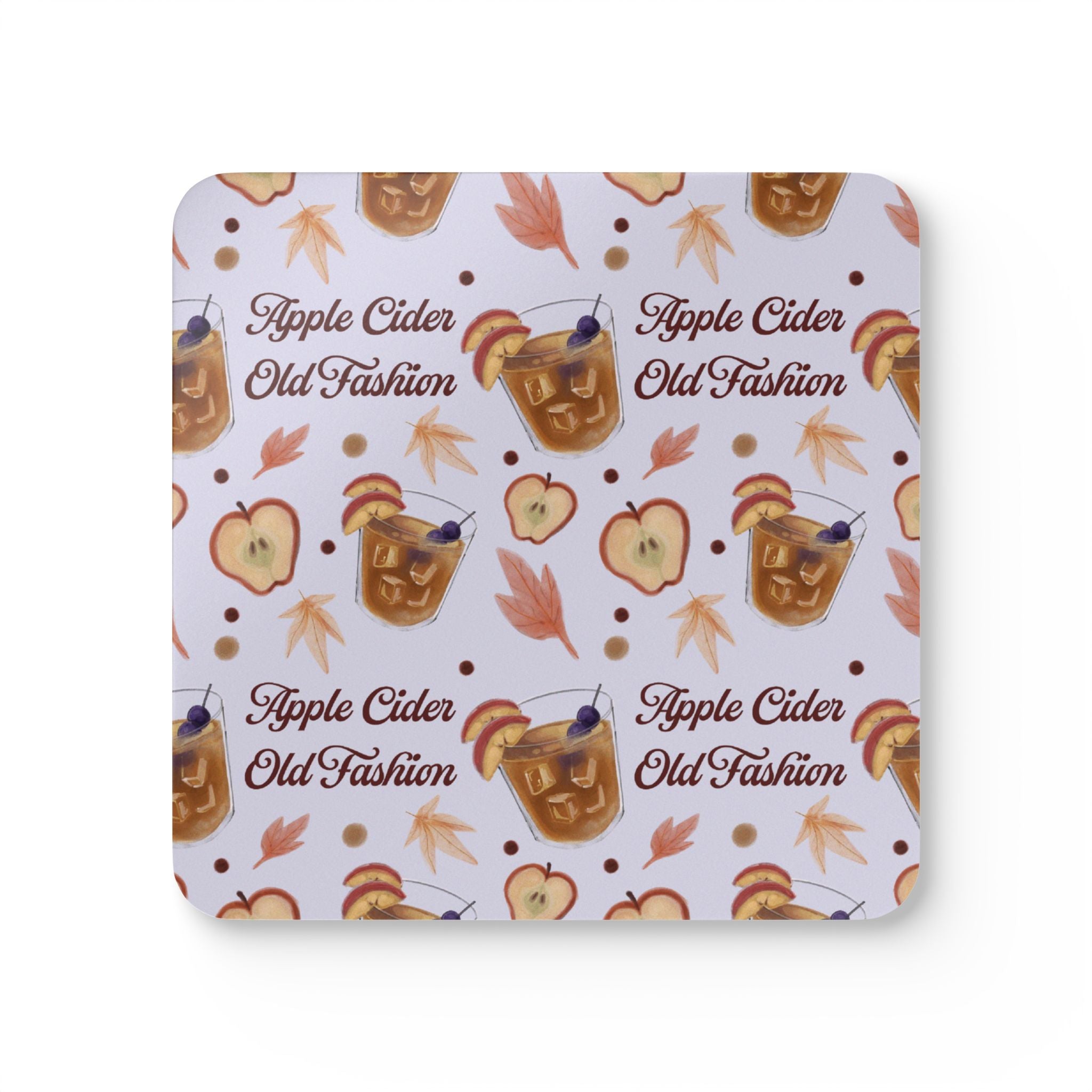 Apple Cider Old Fashioned Cork Coaster Set of 4 — Light Violet Apple Cider Collection Inspired Design