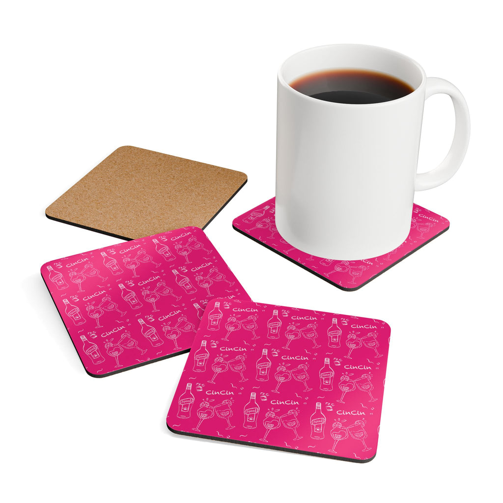 Cin Cin Corkwood Coaster Set (4-Pack) – Pink Cin Cin Collection Inspired Design