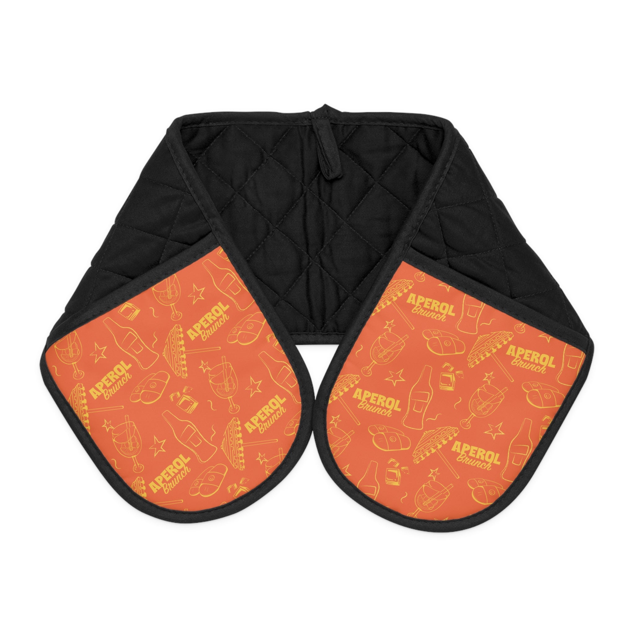 Aperol Brunch Double Oven Mitts - Orange and Yellow Brunch Collection Inspired Design