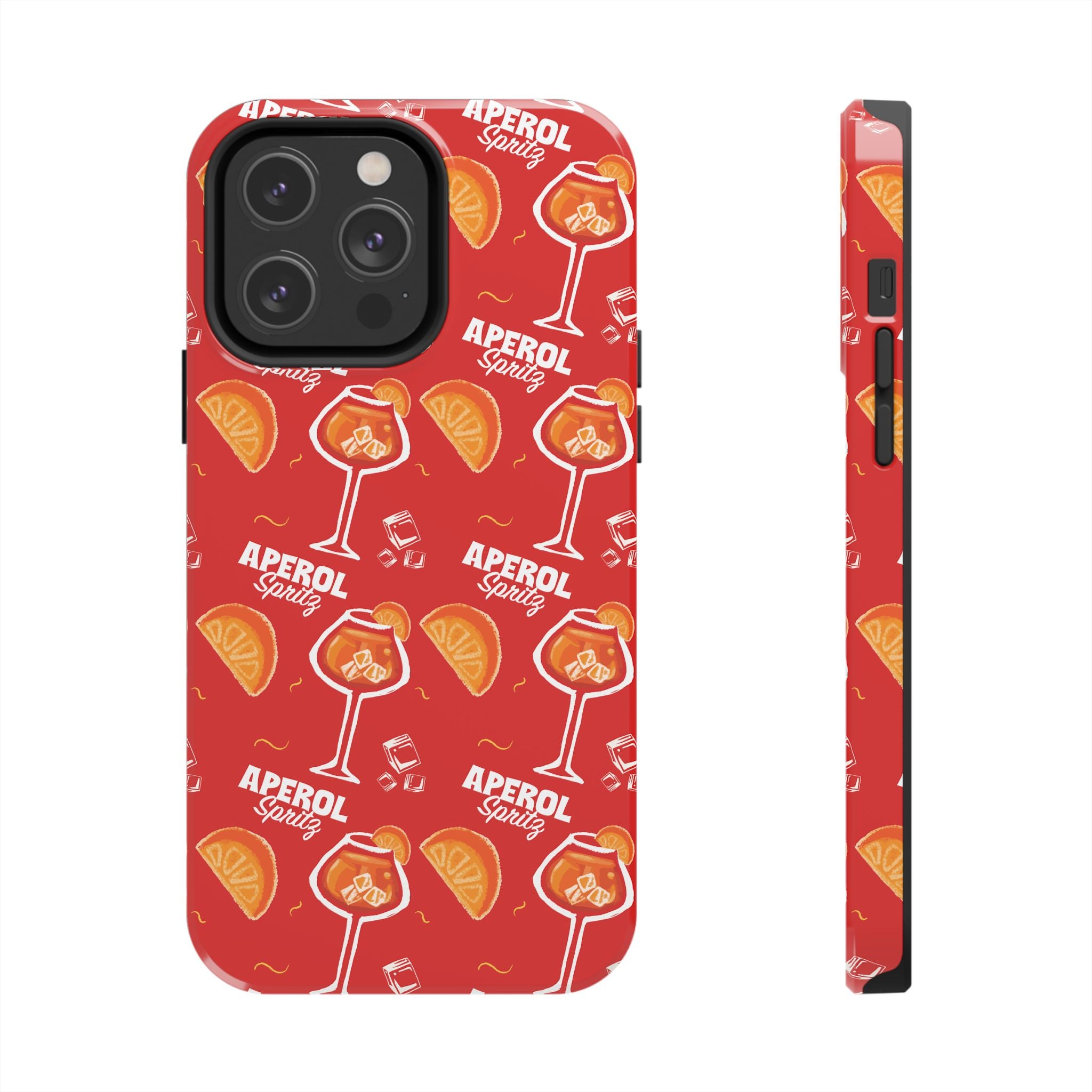 Aperol Spritz Tough Phone Case — Red Cocktail Pattern Protective Cover