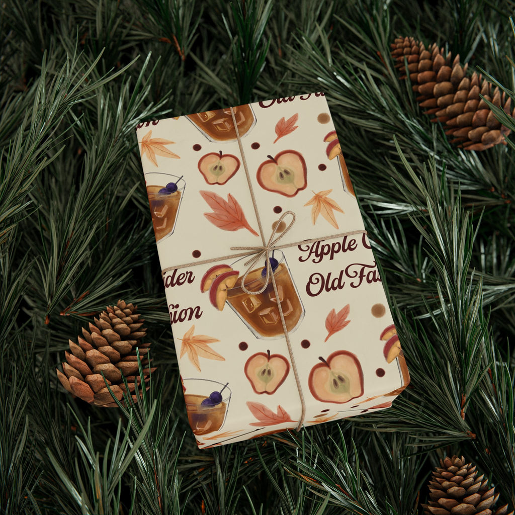 Apple Cider Old Fashioned Wrapping Paper Roll — Beige Apple Cider Collection Inspired Design