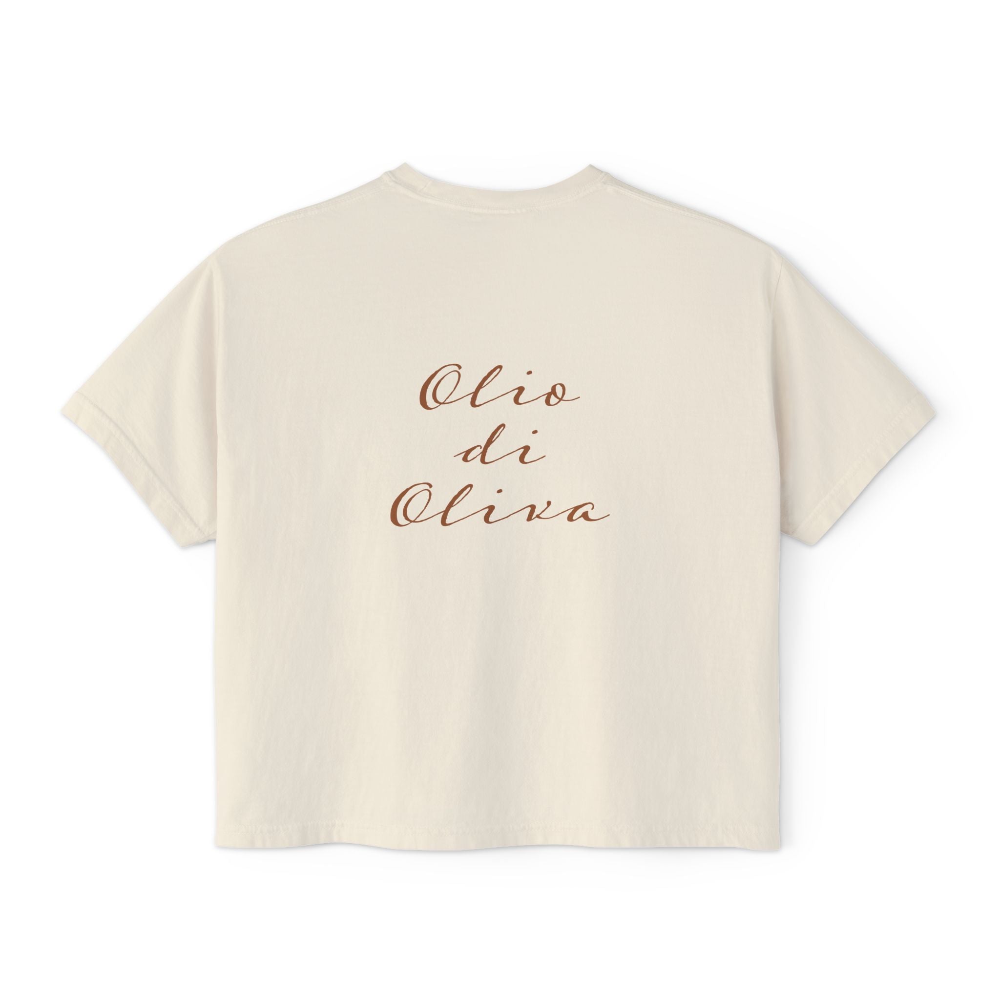 Women's Boxy Tee — Olive Branch Minimalist Graphic (Olio di Oliva)