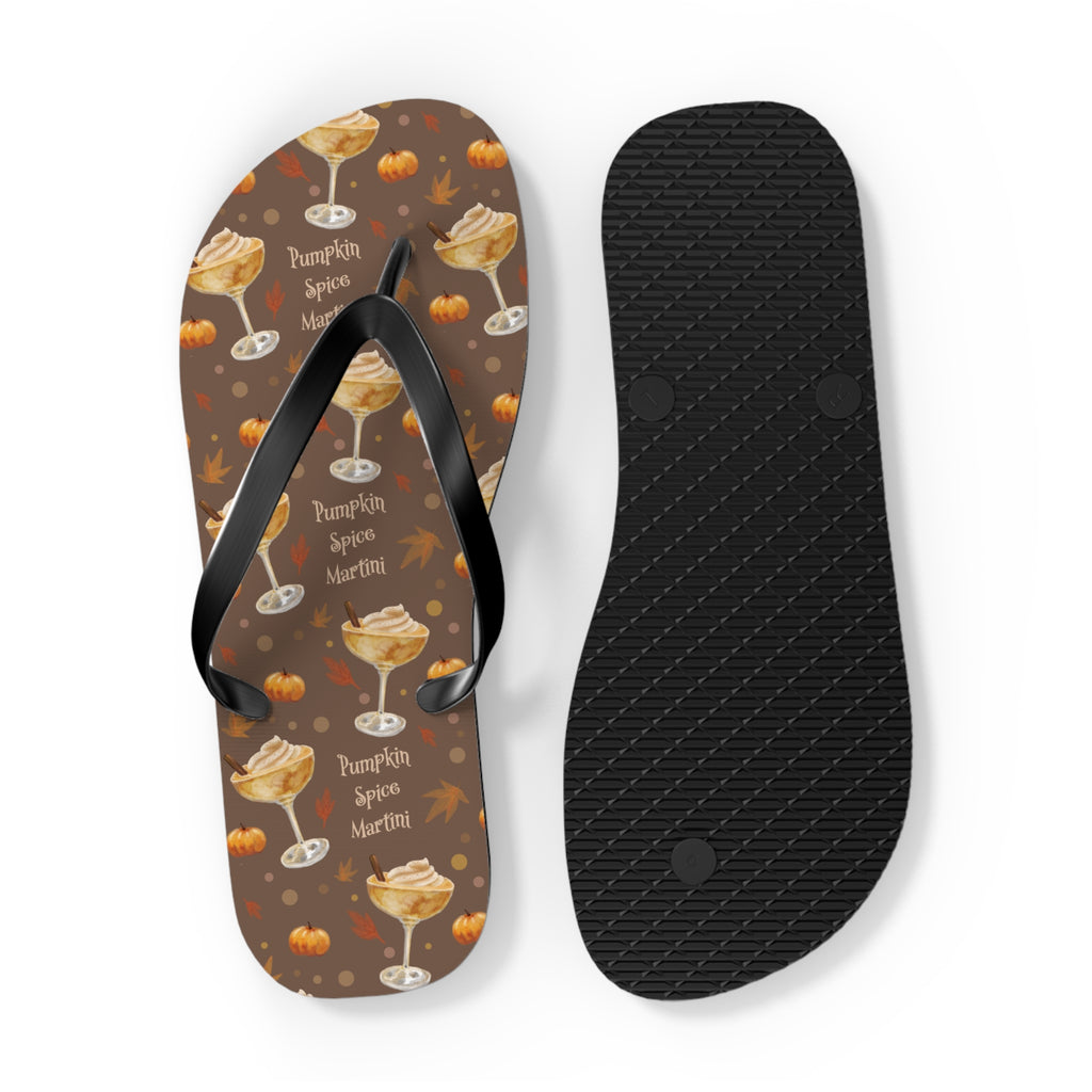 Pumpkin Spice Martini Flip Flops — Brown Pumpkin Collection Inspired Design