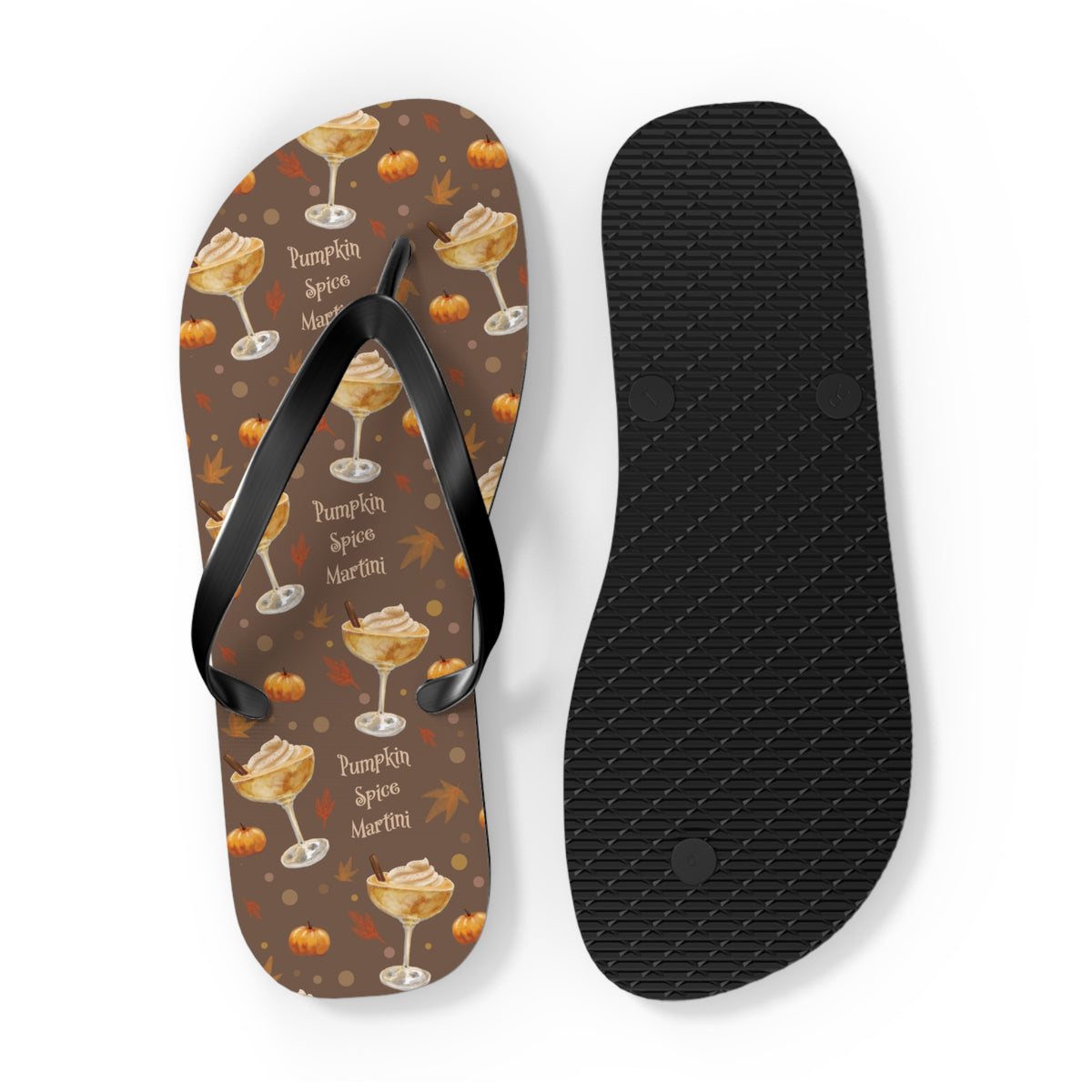 Pumpkin Spice Martini Flip Flops — Brown Pumpkin Collection Inspired Design